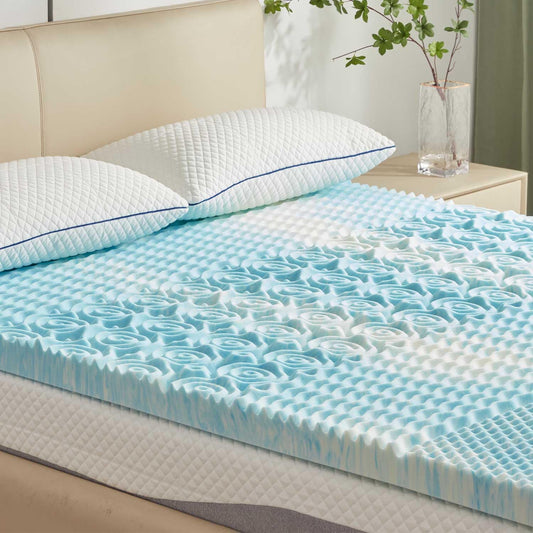 2 Inch Mattress Topper 5-Zone Memory Foam Mattress Topper Pressure Relieve Soft Mattress Pad, Certipur-Us Certified, Twin Size Blue