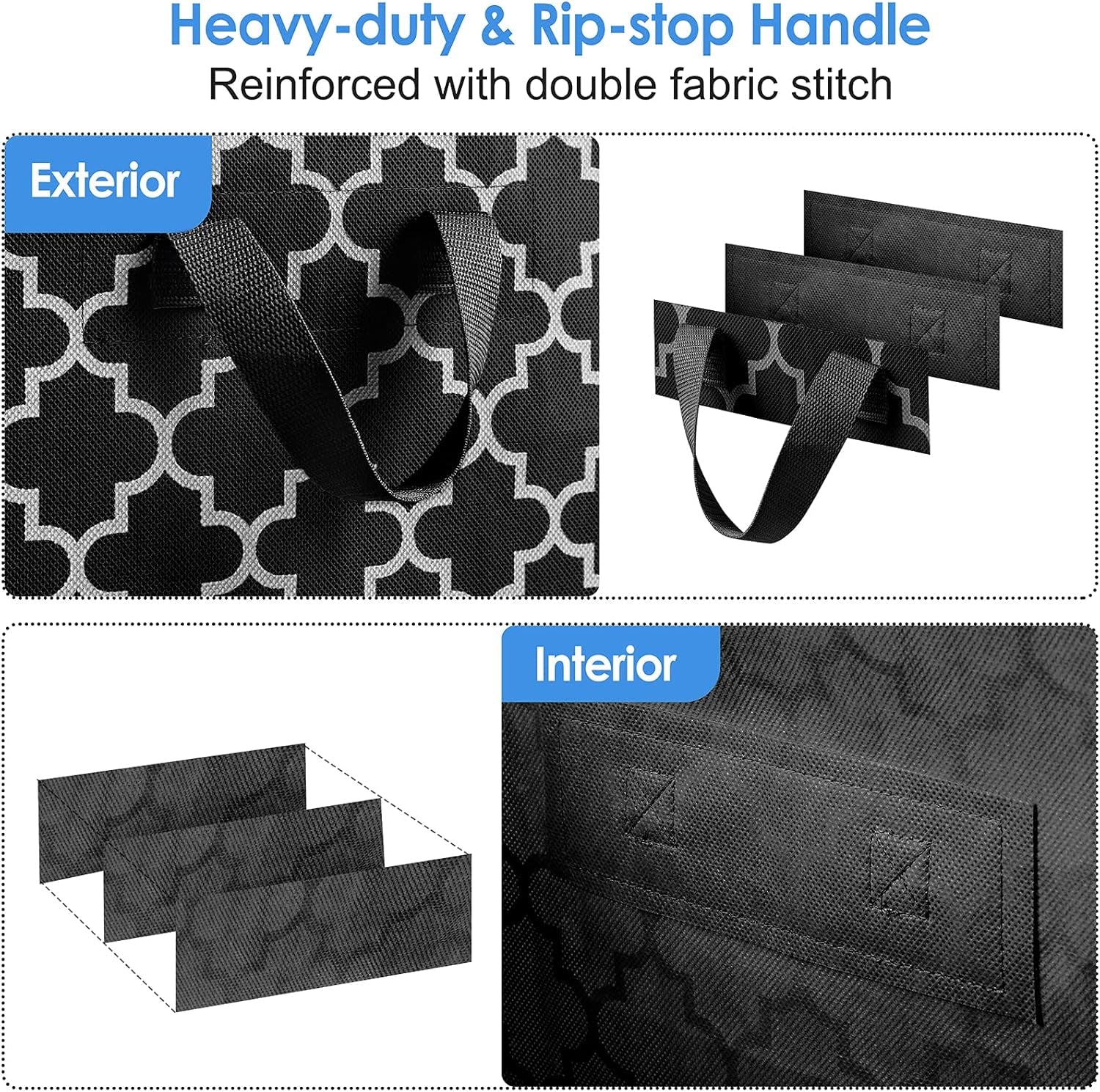 ISELIFE Storage Bags 100L 2-Pack Large Blanket Clothes Organization and Storage Containers for Bedding, Comforters, Foldable Organizer with Reinforced Handle, Clear Window, Sturdy Zippers, Black