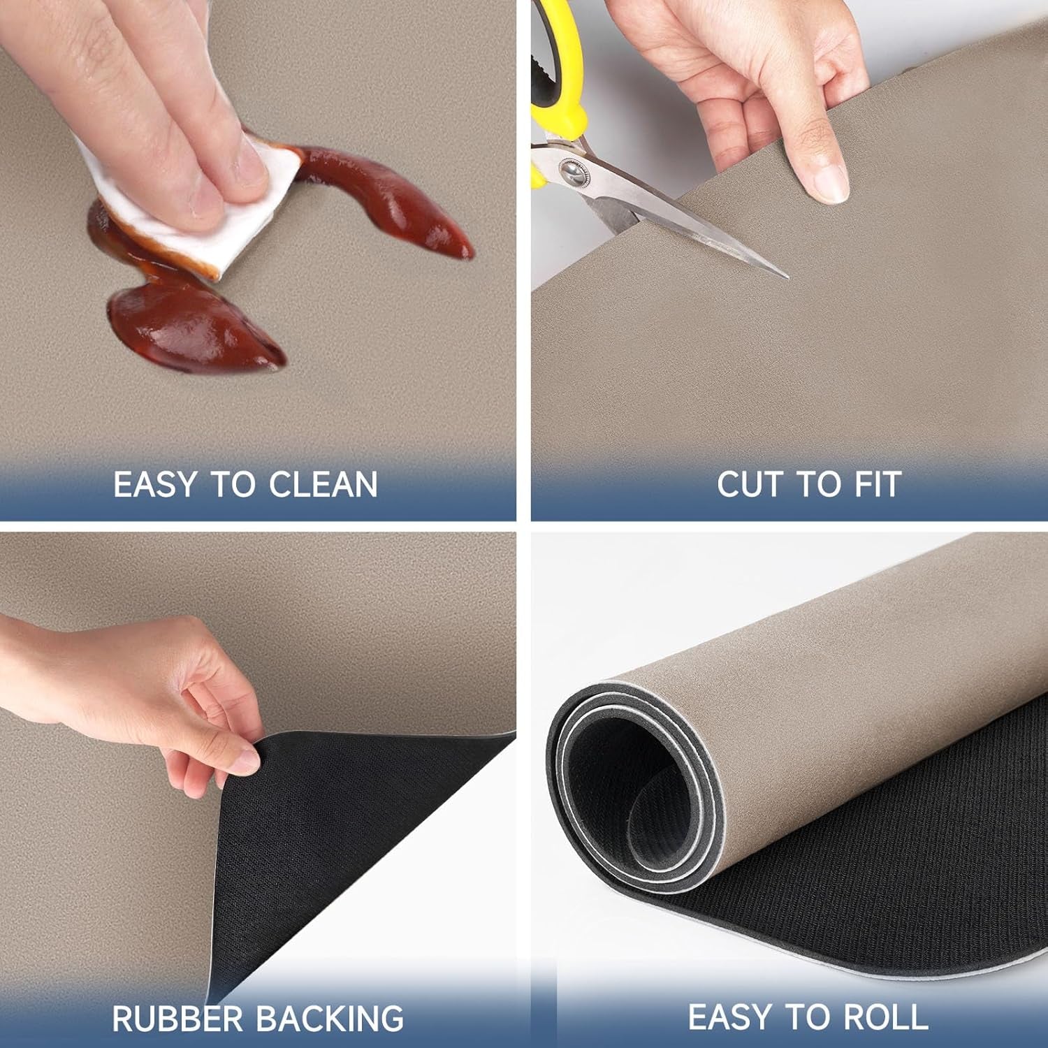 2-PACK Dish Drying Mat (15" X 18" Classic Khaki) Large Draining Mat Super Absorbent Dish Drying Mats for Kitchen Counter Rubber Backing Kitchen Drying Mat