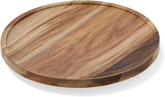 10'' Acacia Wood Lazy Susan Organizer for Table Top, Lazy Susan Turntable for Cabinet, Kitchen, Countertop, Pantry Organization