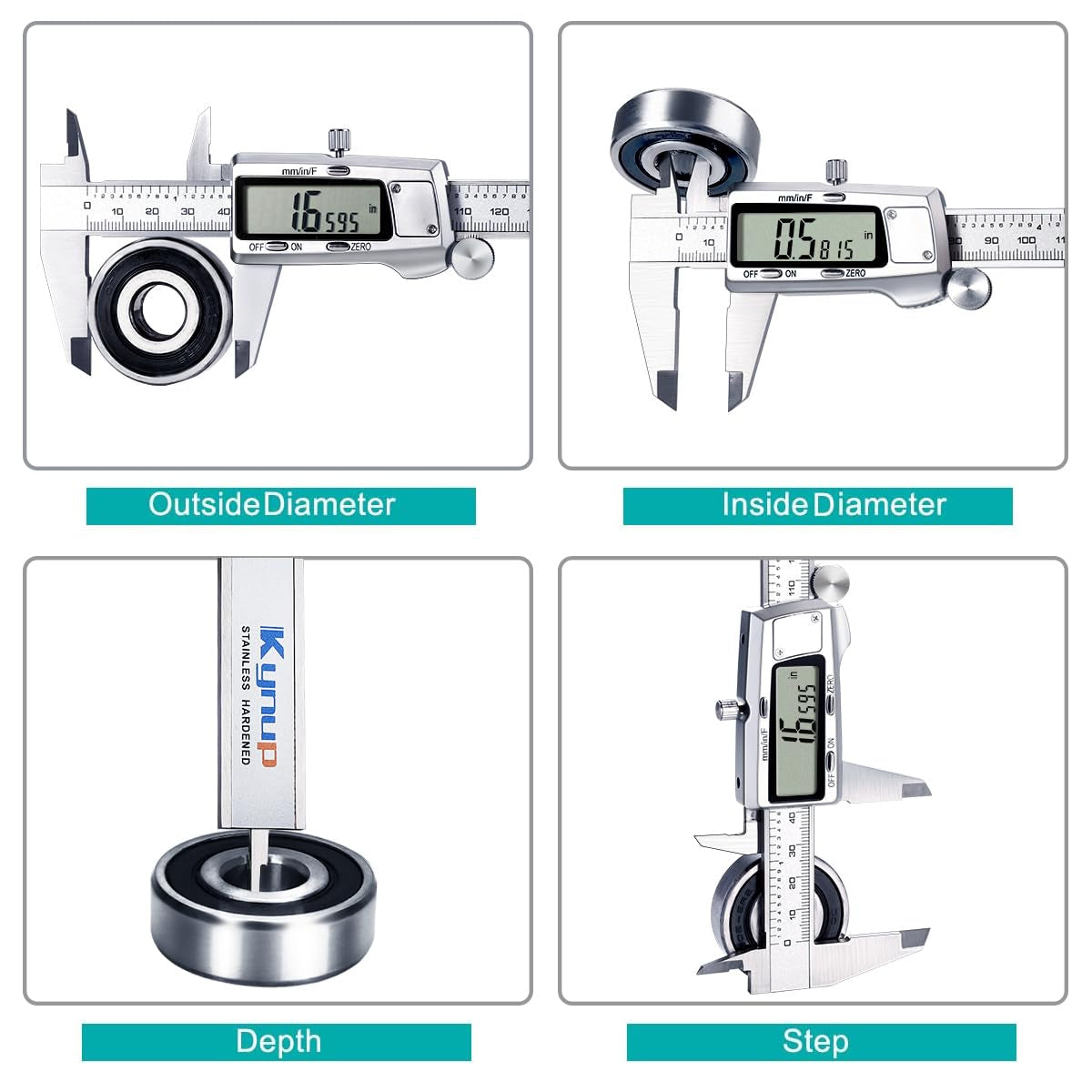 Digital Caliper, Caliper Measuring Tool, Micrometer Dial Vernier Caliper Digital, Full Turn Off, Stainless Steel, Switch from Inch Metric Fraction (6Inch/150Mm)