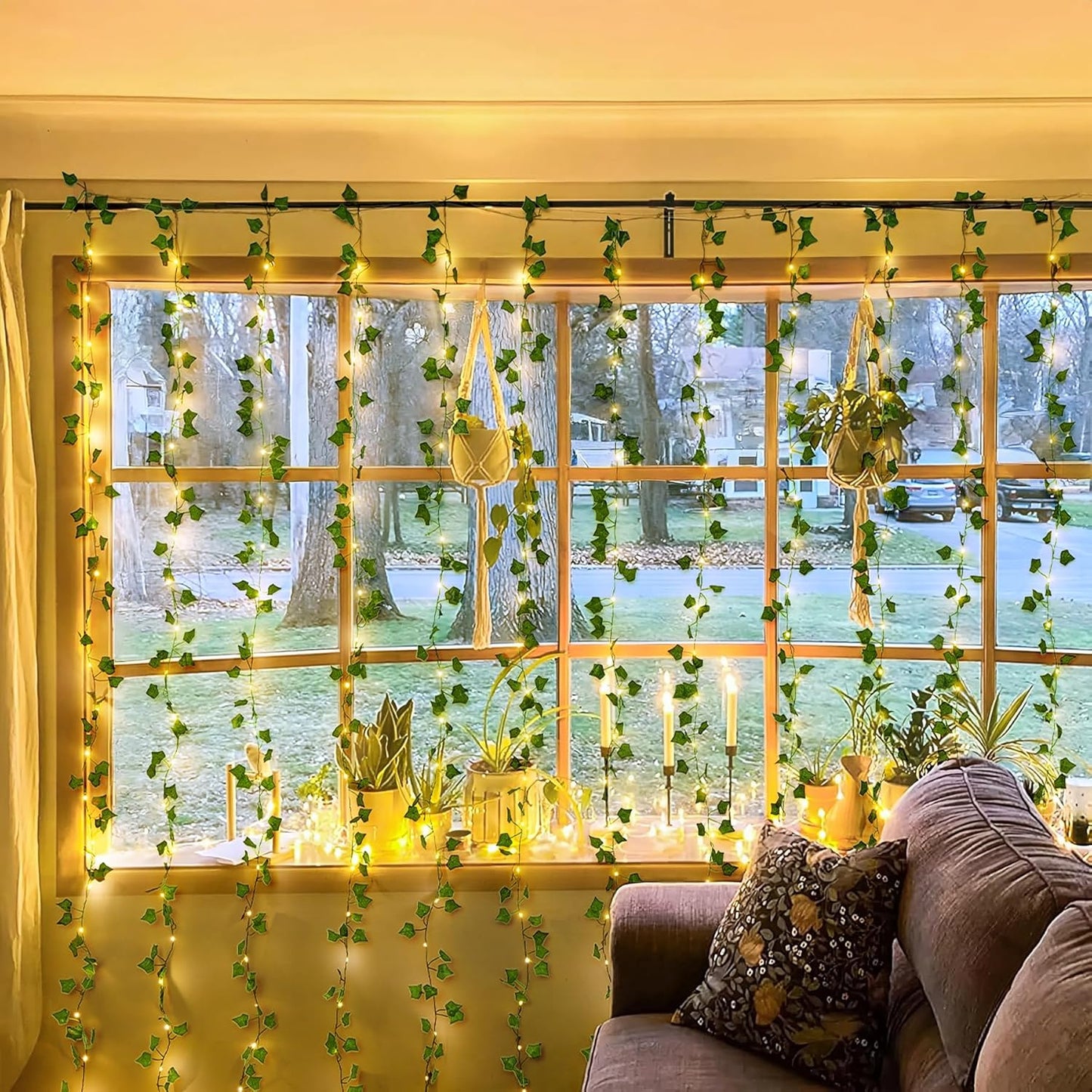 Vines Lights for Bedroom, 200 LED Vines Fairy Lights, Artificial Ivy Leaf Light for Wall Curtain Wedding Party Indoor Decor, 6.5Ft X 6.5Ft with Remote