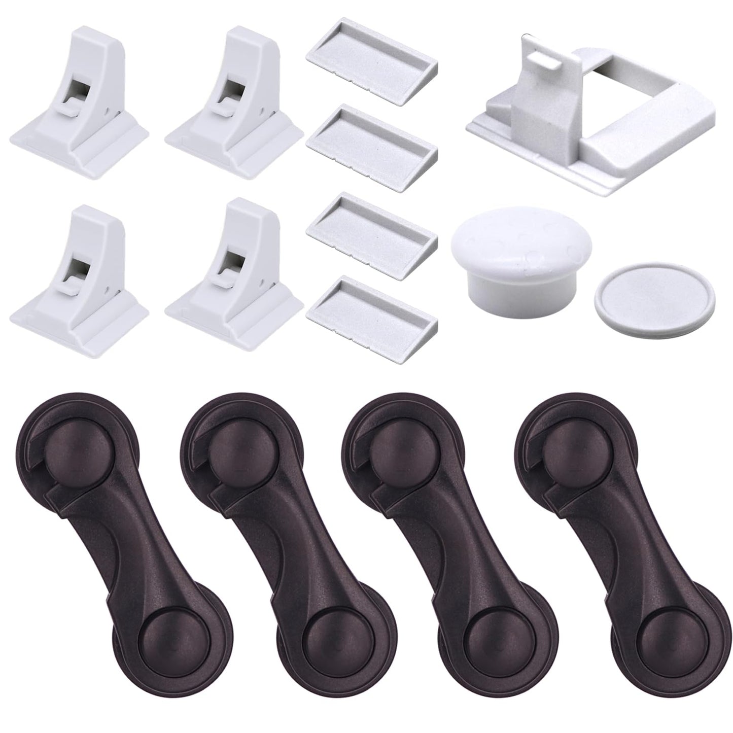 Magnetic Cabinet Locks 4 Pack + Black Cabinet Locks for Babies 4 Pack