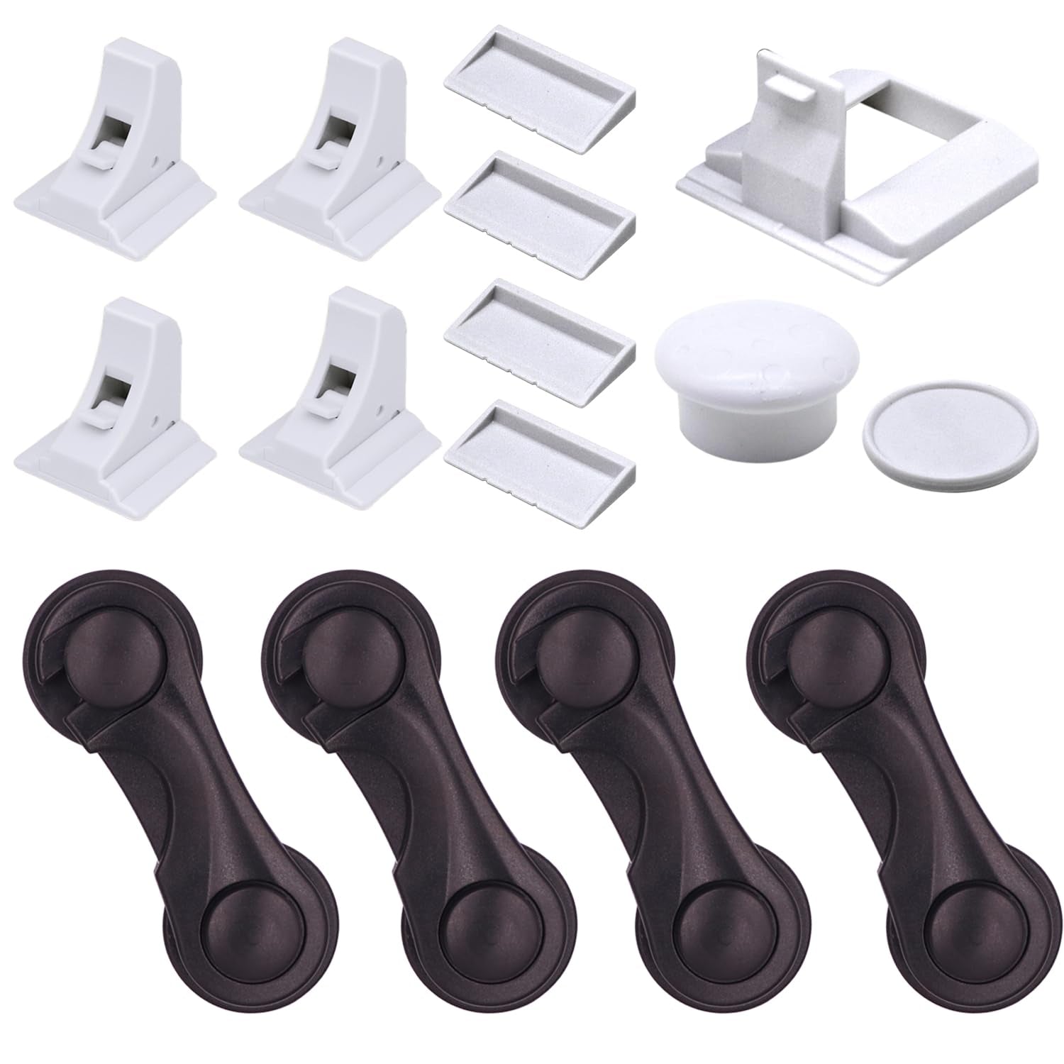 Magnetic Cabinet Locks 4 Pack + Black Cabinet Locks for Babies 4 Pack