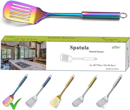Professional Rainbow Slotted Turner - Stainless Steel BBQ Spatula