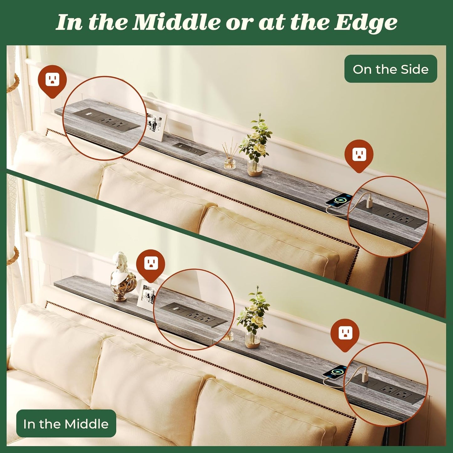 5.9-Inch Narrow Console Table Set of 2 with Outlet, 78-Inch Length, Behind Couch and Entryway Tables with Charging Station, Charcoal Gray for Living Room