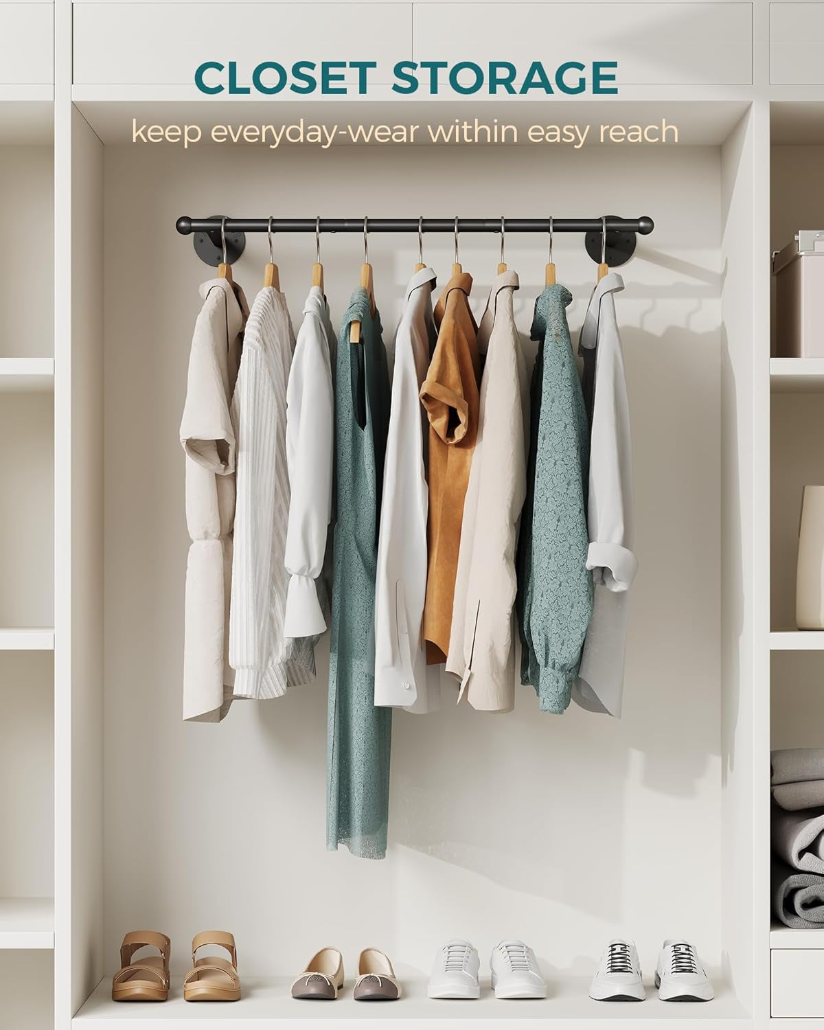 Industrial Pipe Clothing Rack, Wall Mounted Clothes Rack, Closet Rods for Hanging Clothes, 33" Multi-Purpose Hanging Rod for Laundry Room, Bedroom and Closet Storage