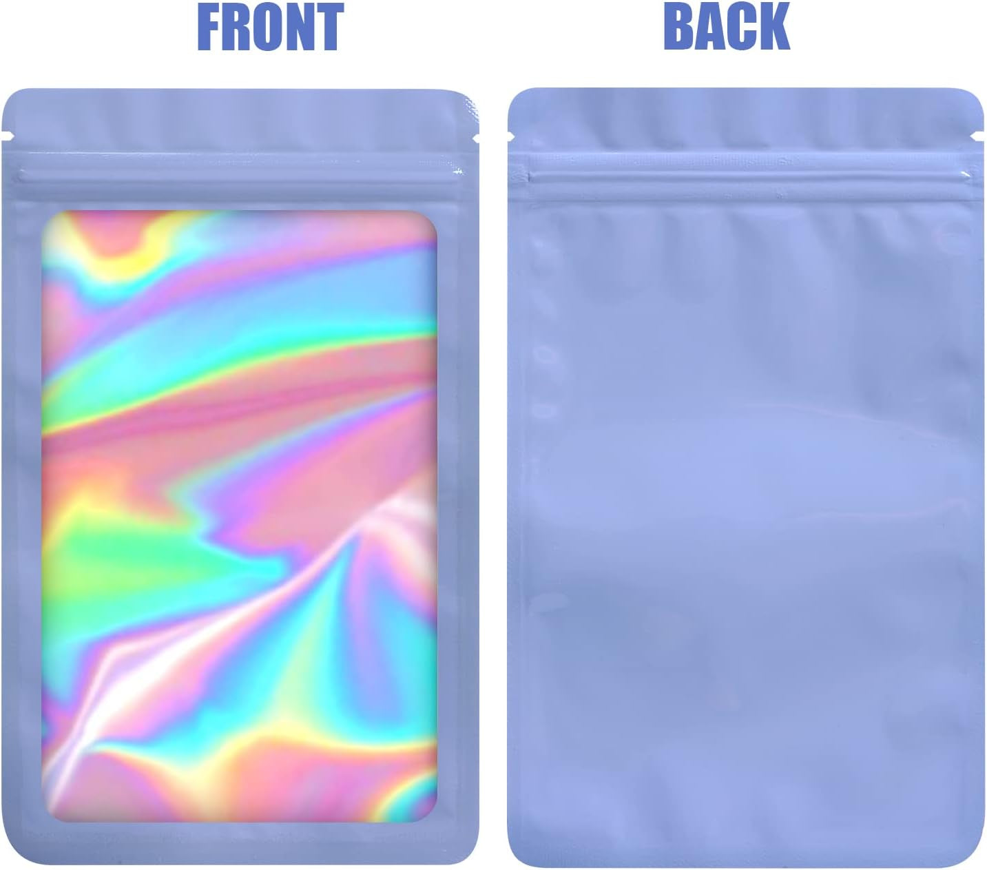 100-Pack 2×2 Inch Mylar Bags with Clear Window Holographic Resealable Sealable Packaging Zip Bag for Small Bussiness Jewelry Candy Sample Food Packing Supplies (Purple)