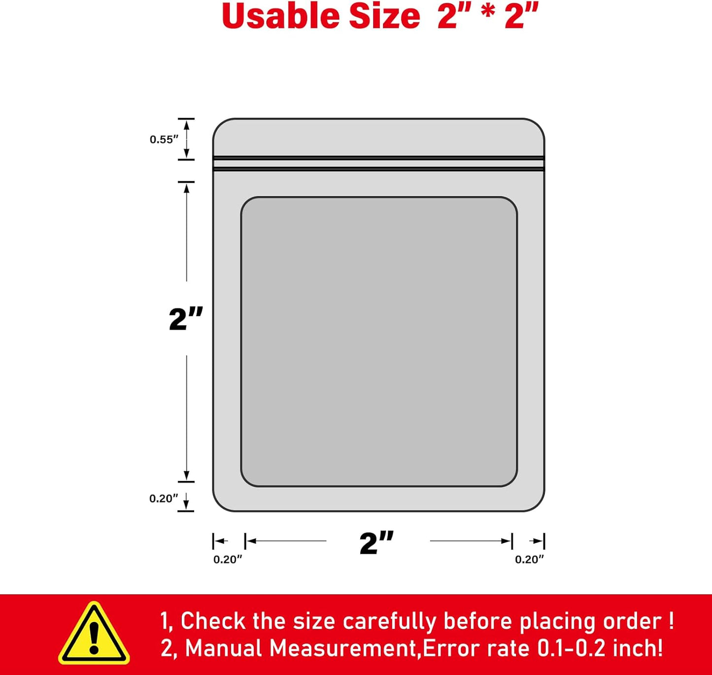 100-Pack 2×2 Inch Mylar Bags with Clear Window Holographic Resealable Sealable Packaging Zip Bag for Small Bussiness Jewelry Candy Sample Food Packing Supplies (Pink)