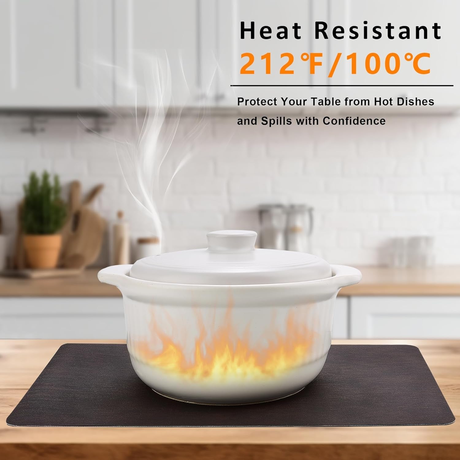 Faux Leather Placemats Set of 4 - Stain, Heat, and Spill Resistant, Non-Slip Design for Enhanced Dining and Kitchen Decor, 18 x 12 Inches (Dark Brown)