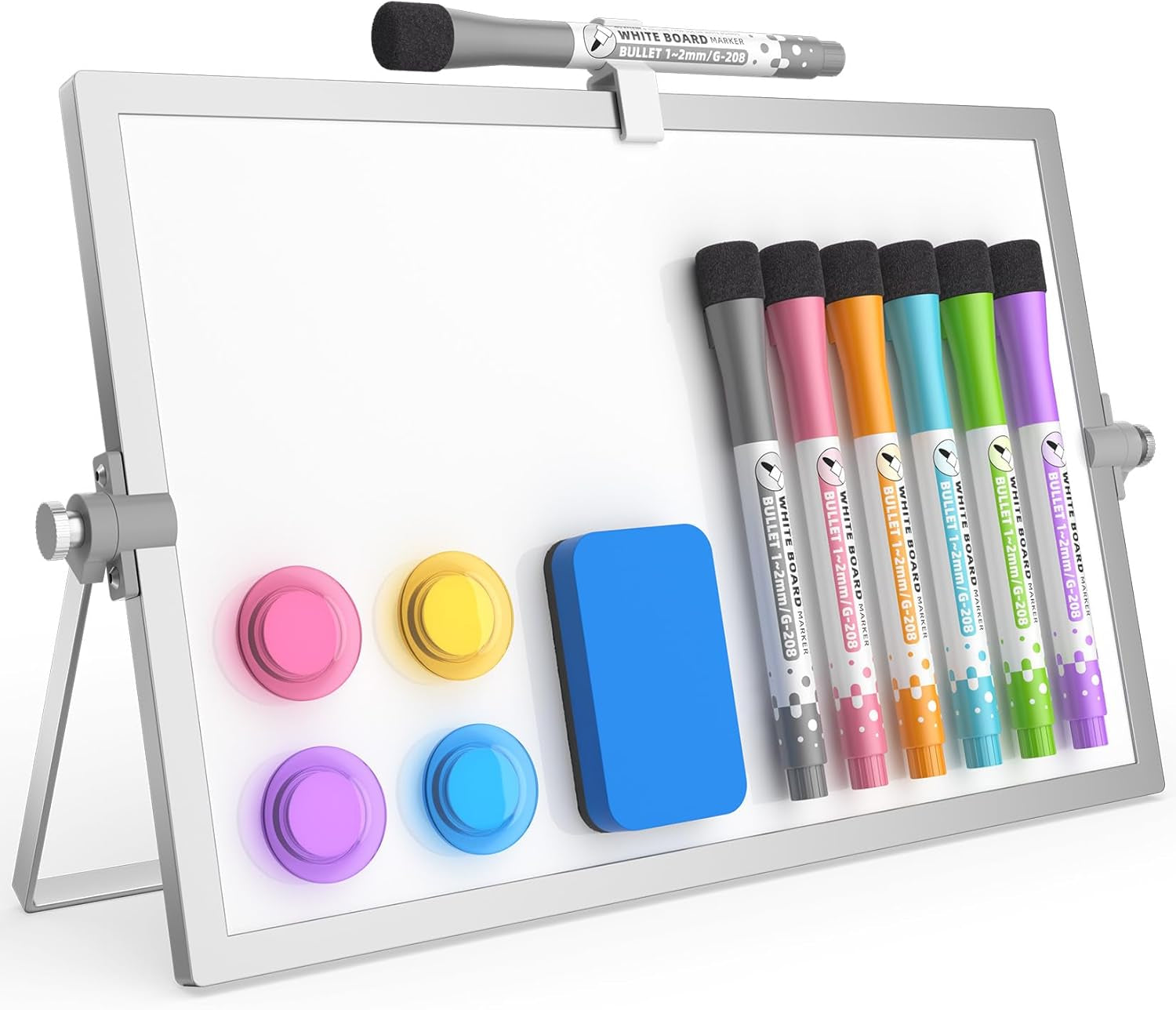 Magnetic Dry Erase White Board with Stand, 12''X8'' Double-Sided White Board for Kids, Desktop Whiteboard with Stand, Magnetic Whiteboard Portable, Dry Erase Board for Kids, Todo, Drawing