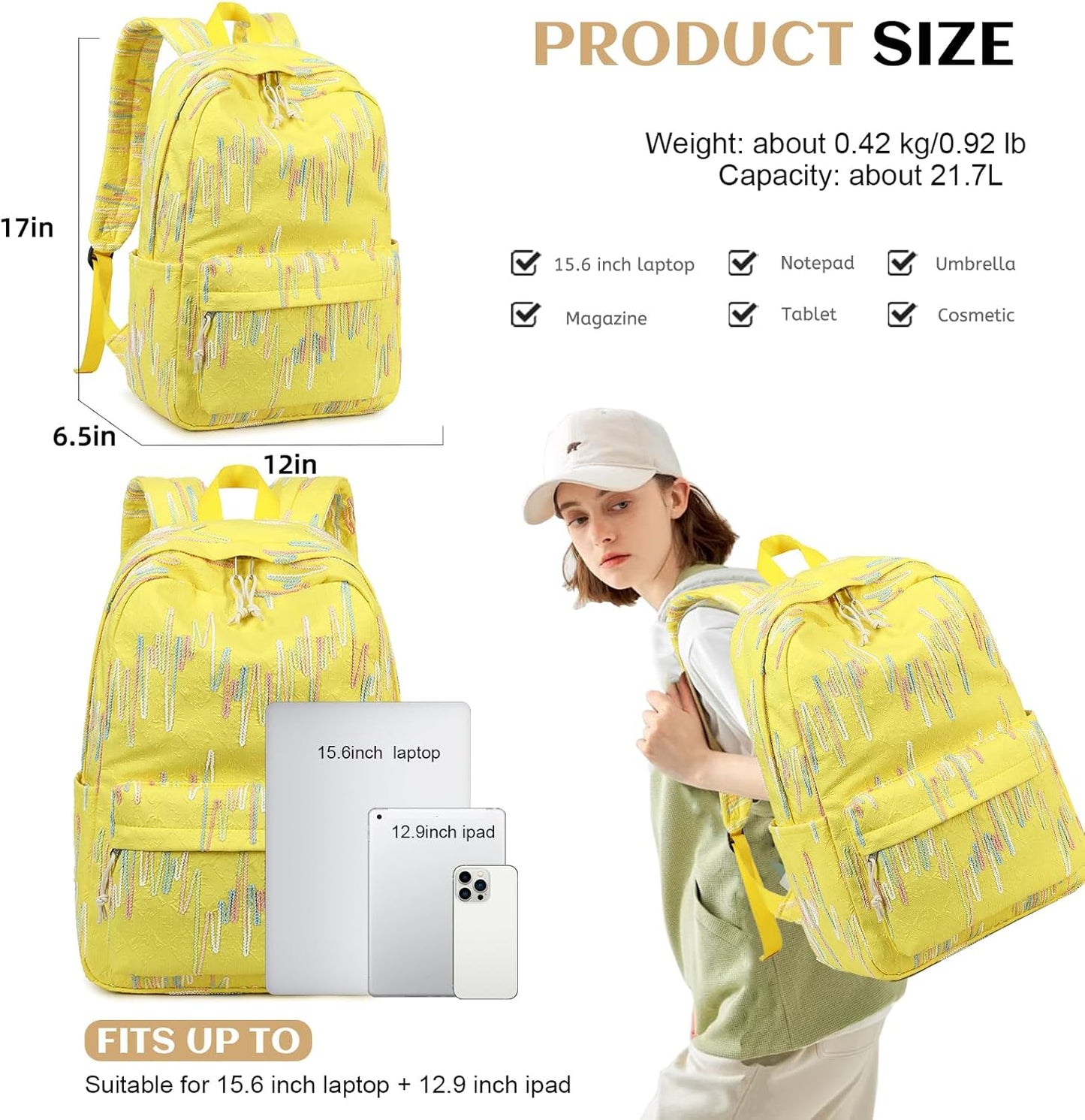 School Backpack for Teen Girls Women Laptop Backpack College Bookbags Middle School Travel Work Commuter Back Pack