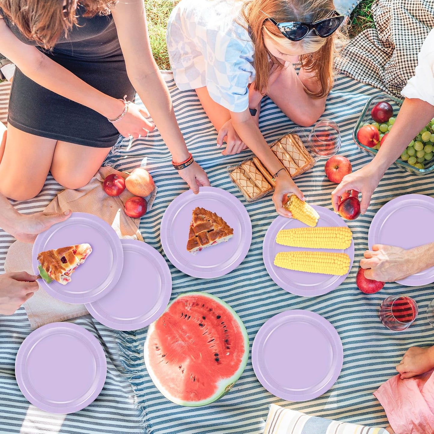 50 PCS Paper Plates, 7 Inches round Lavender Small Paper Plates, Disposable Plates for Party, Disposable Paper Plate Set, Strong and Sturdy Party Favors for Bridal Great Party Graduations Picnic