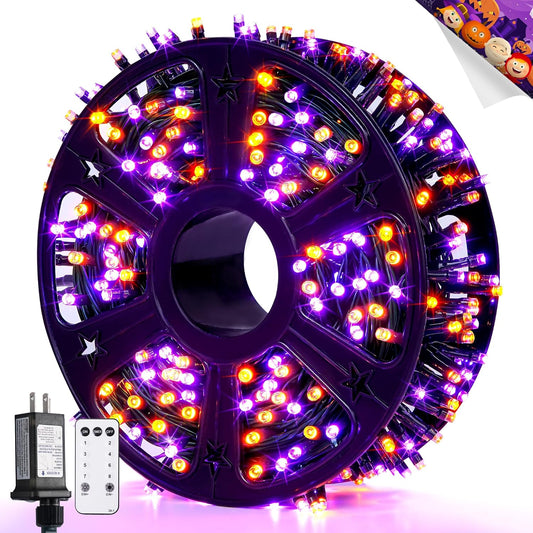 Orange and Purple Halloween Lights: 132Ft 400 LED String Lights Plug in - Halloween Lights Indoor Outdoor for Yard Tree Porch