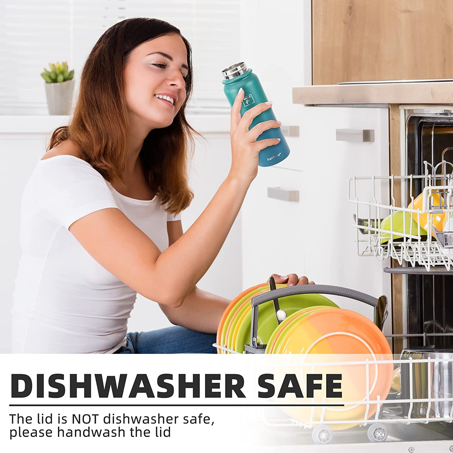 20 Oz Insulated Stainless Steel Vacuum Water Bottle with Anti-Dust Pop-Open Lid - for Kids, Women, Men | Leak & Sweat Proof (Green Blue)