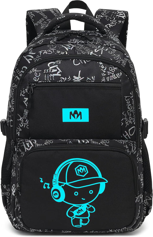 Kids Backpack Boys Camo Bookbag Teens Elementary School Bag Daypack Travel Back Pack Middle School (Grey Letter)