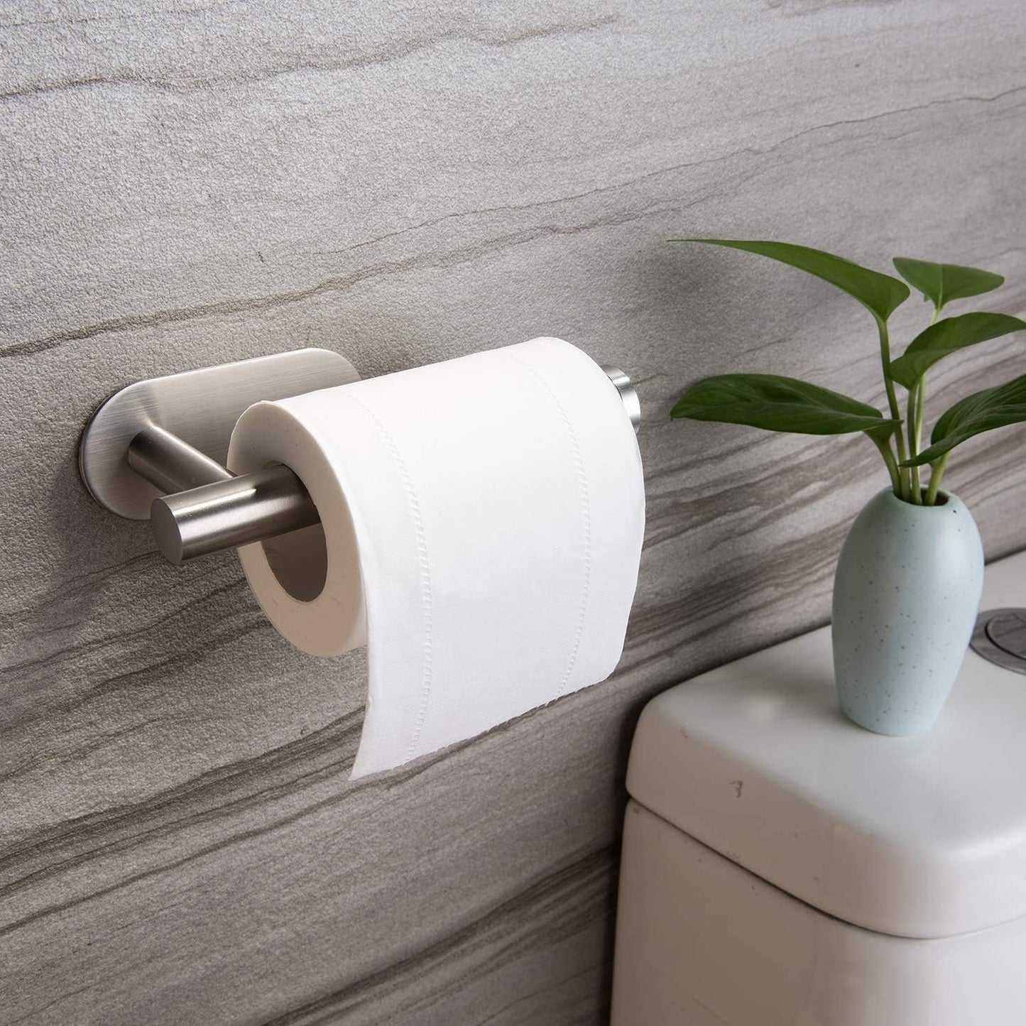 Self-Adhesive Toilet Paper Holder - No-Drill Stainless Steel Brushed Bathroom Accessory