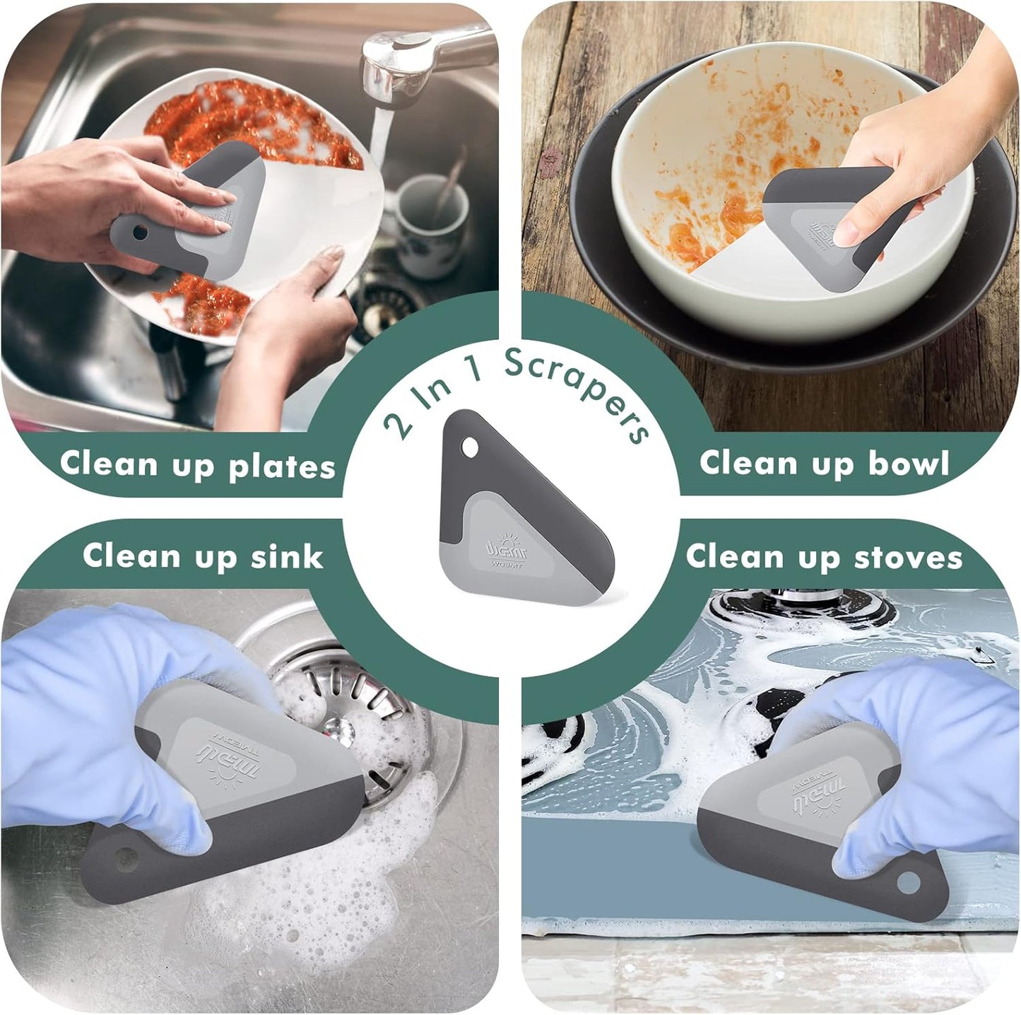 Pan and Pot Scraper, Nylon and Soft Silicone 2 in 1 Kitchen Dish Scraper