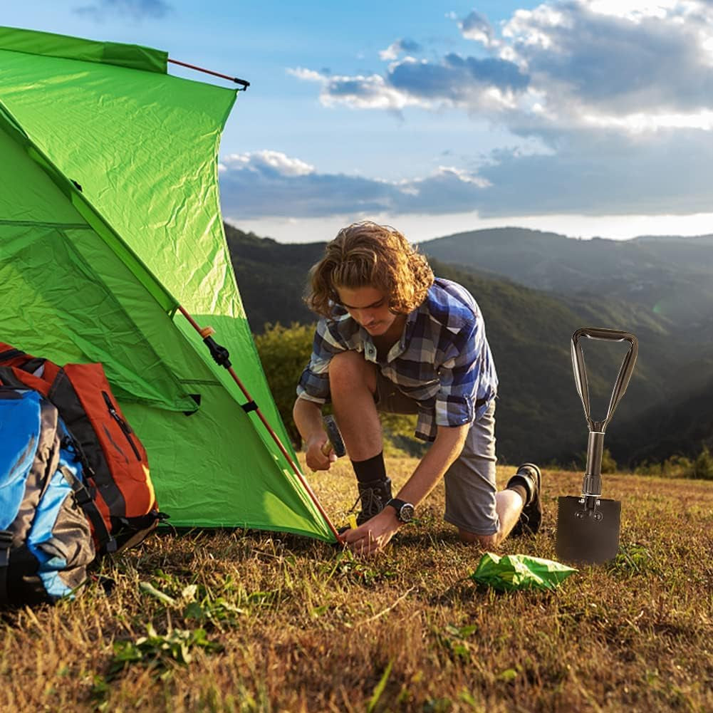 Digging Shovel, 15.35'' Lightweight Camping Shovel Portable High Carbon Steel Folding Mini Trowels for Outdoor Camping Backpacking Hiking Car Emergency Home Garden