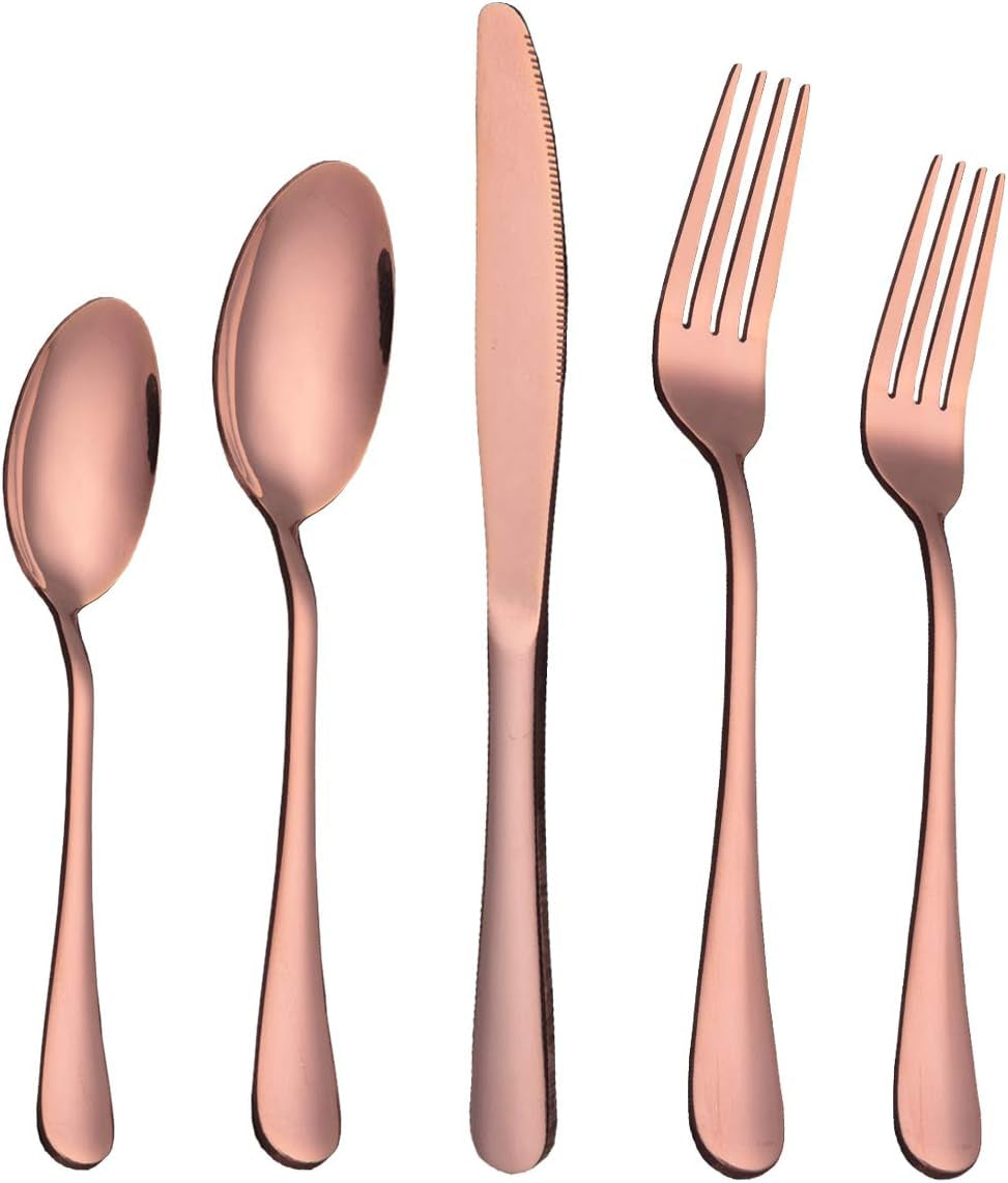40-Piece Rose Gold Plated Stainless Steel Flatware Set, Service for 8