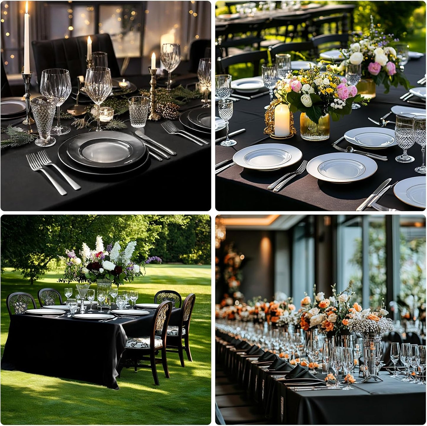 Black Table Cloth for Rectangle Table - 60 X 84 Inch Tablecloths Rectangular Waterproof Washable Wrinkle Resistant for 6 FT Wedding Cocktail Party