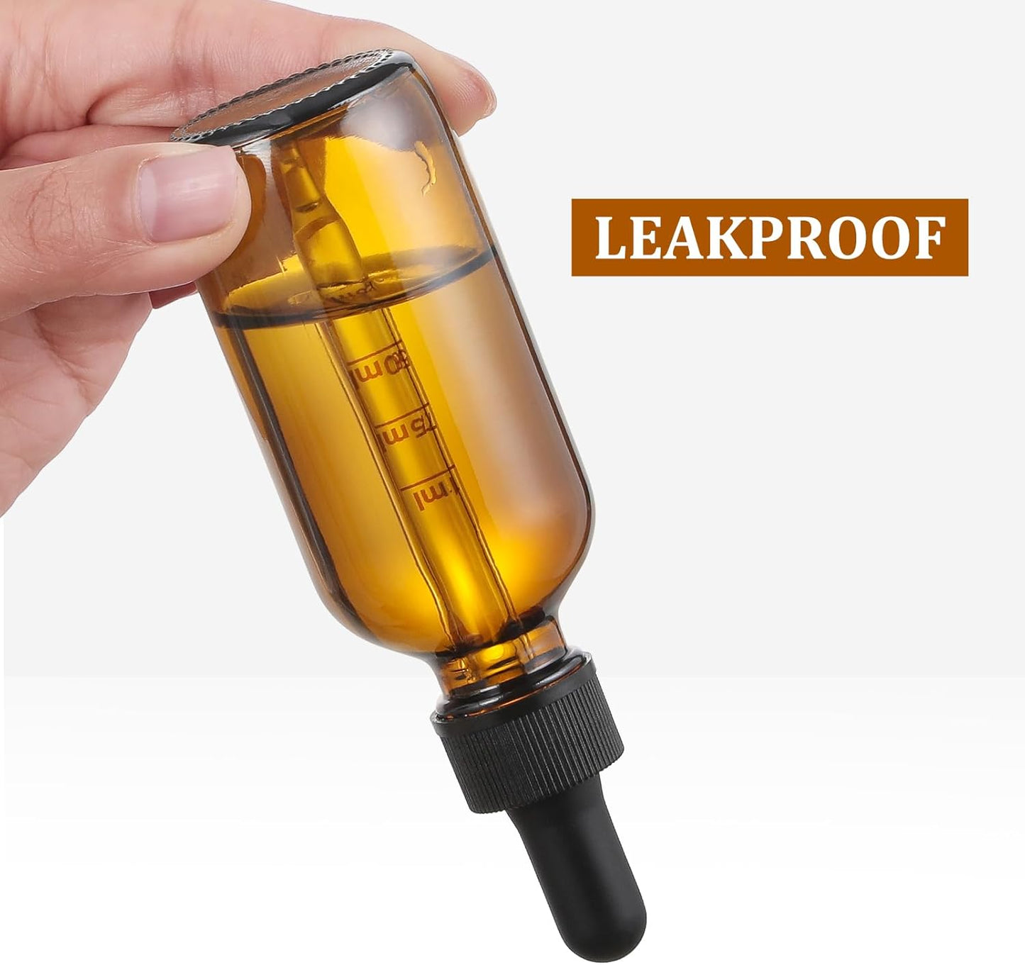 2 Oz Dark Amber Glass Dropper Bottles with Measurement Dropper, 4 Pack- 60Ml Thick Tincture Bottles with Measured Eye Dropper, Leakproof Essential Oils Bottles for Health, Personal Care & Beauty