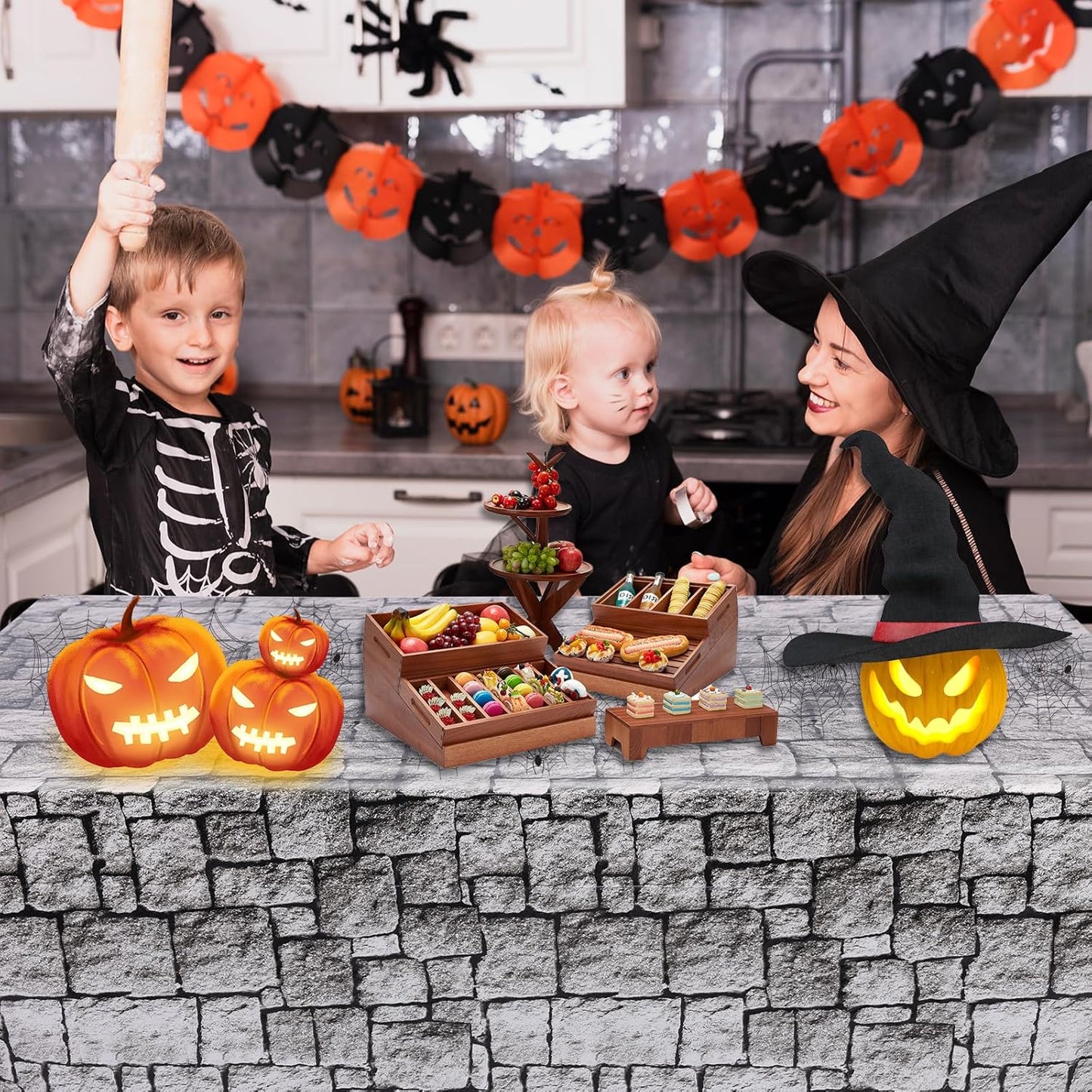 3 Packs Stone Wall Tablecloths 54 X 108 Inch Halloween Table Cloth Stone Printed Table Cover Wallpaper Plastic Medieval Castle Knight Themed Backdrop Stones Brick Tablecovers for Birthday Party