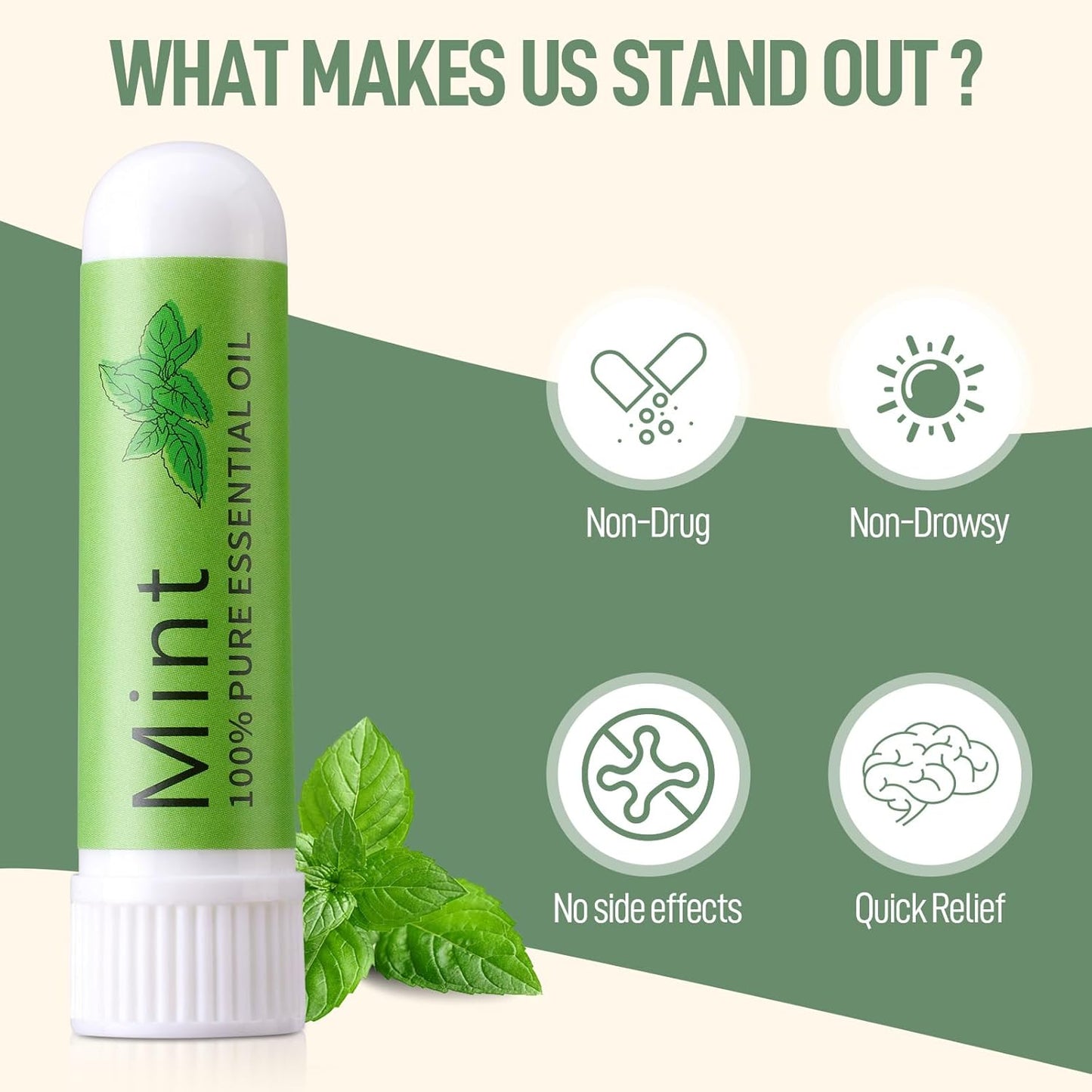 Nausea Relief Inhaler-Mint, 100% Natural Essential Oils Inhalers
