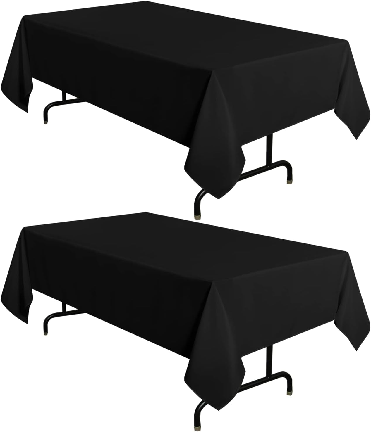 2 Pack Black Tablecloth 60 X 102 Inch, Rectangle 6 Feet Table Cloth - Stain and Wrinkle Resistant Washable Polyester Table Cover for Dining Tables, Buffet Parties and Camping