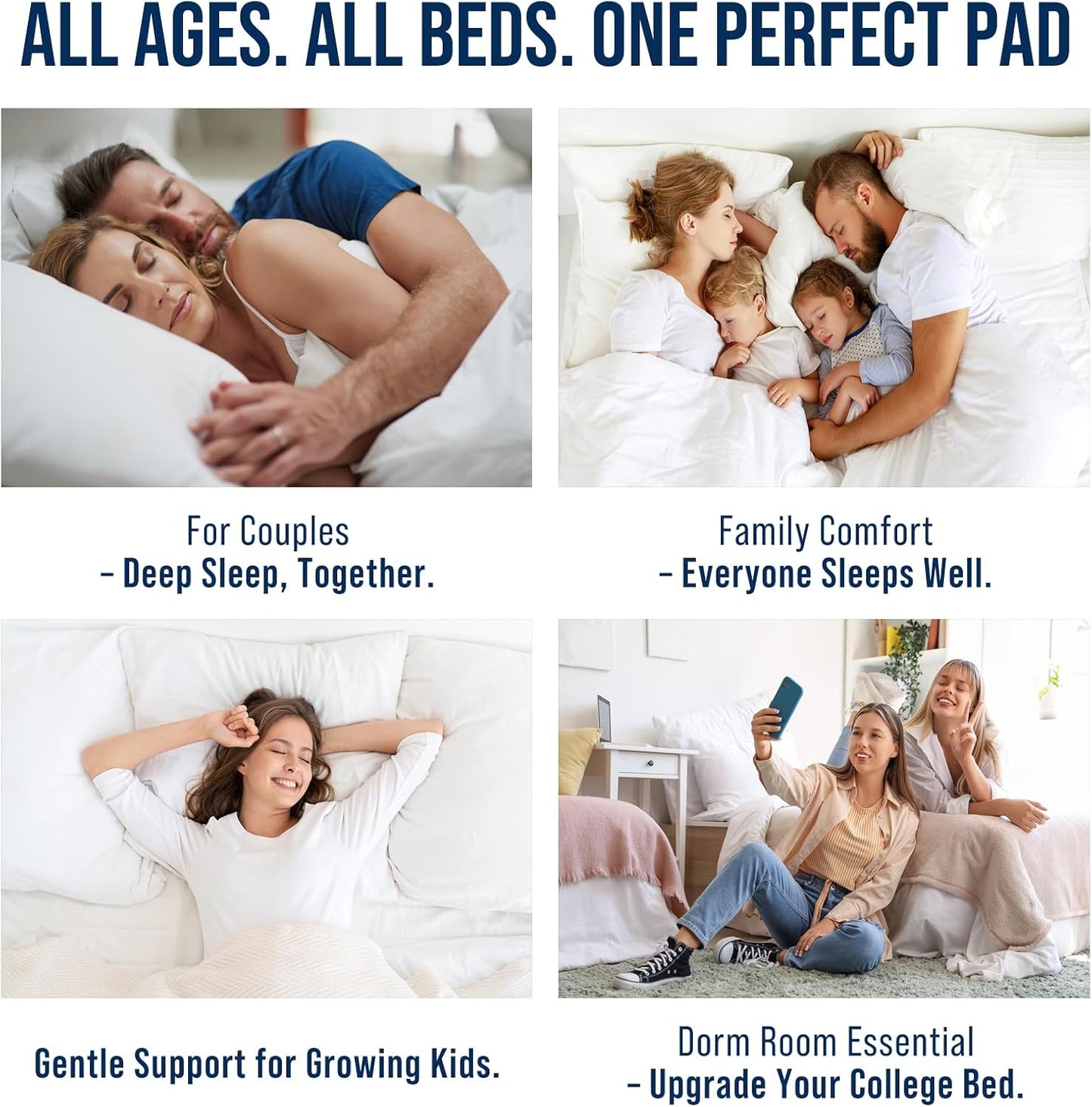Queen Quilted Fitted Mattress Pad, Elastic Fitted Mattress Topper, Cooling Soft Mattress Cover Stretches up to 21 Inches Deep, Machine Washable Mattress Protector (60X80 Inch, White)