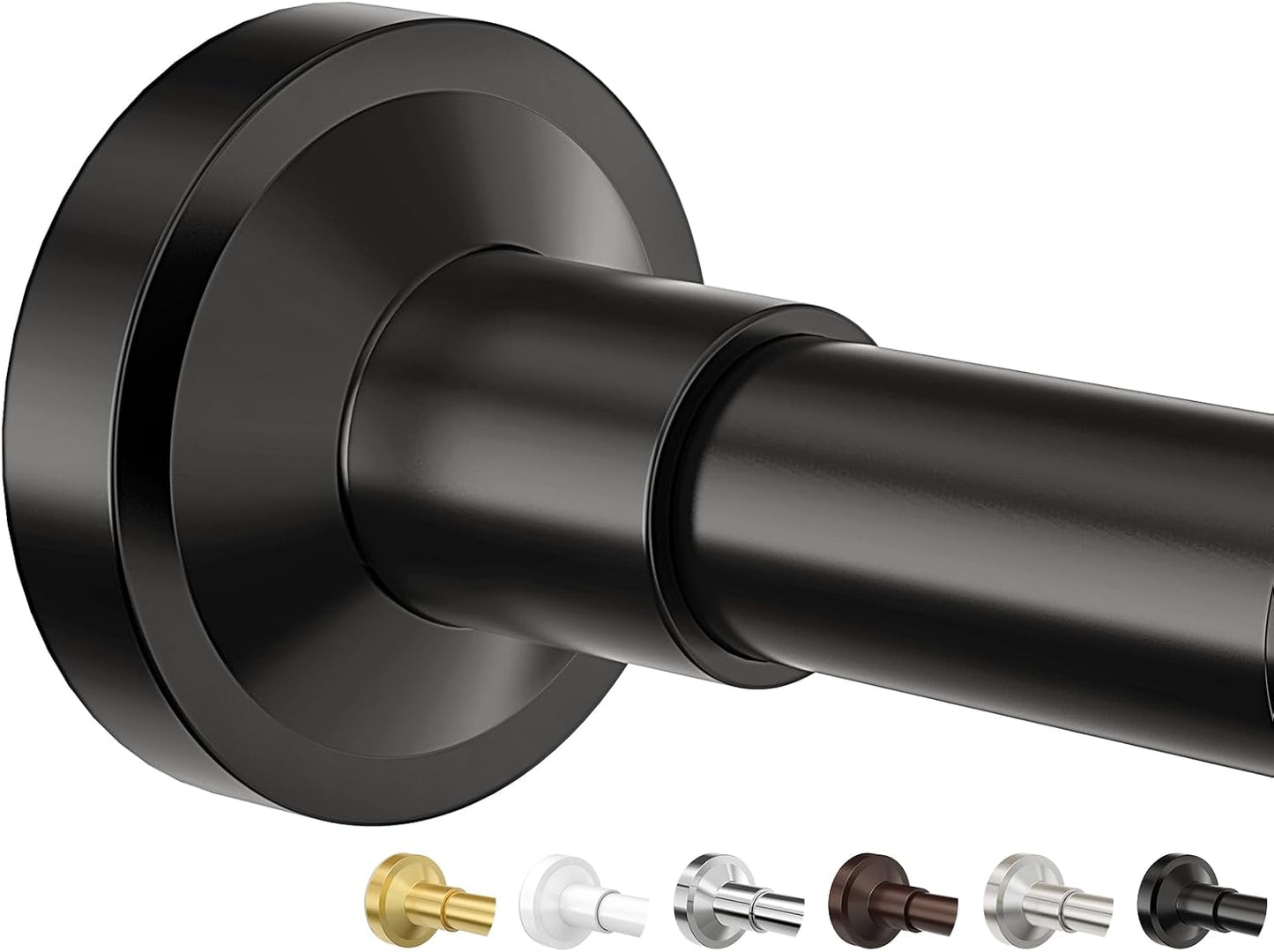 Adjustable Non-Slip Stainless Steel Tension Curtain Rod, 32-75 Inches, Rust-Resistant Telescoping Design for Bathroom, Kitchen, Dorm, RV - No Drilling Required, Easy Installation, Black