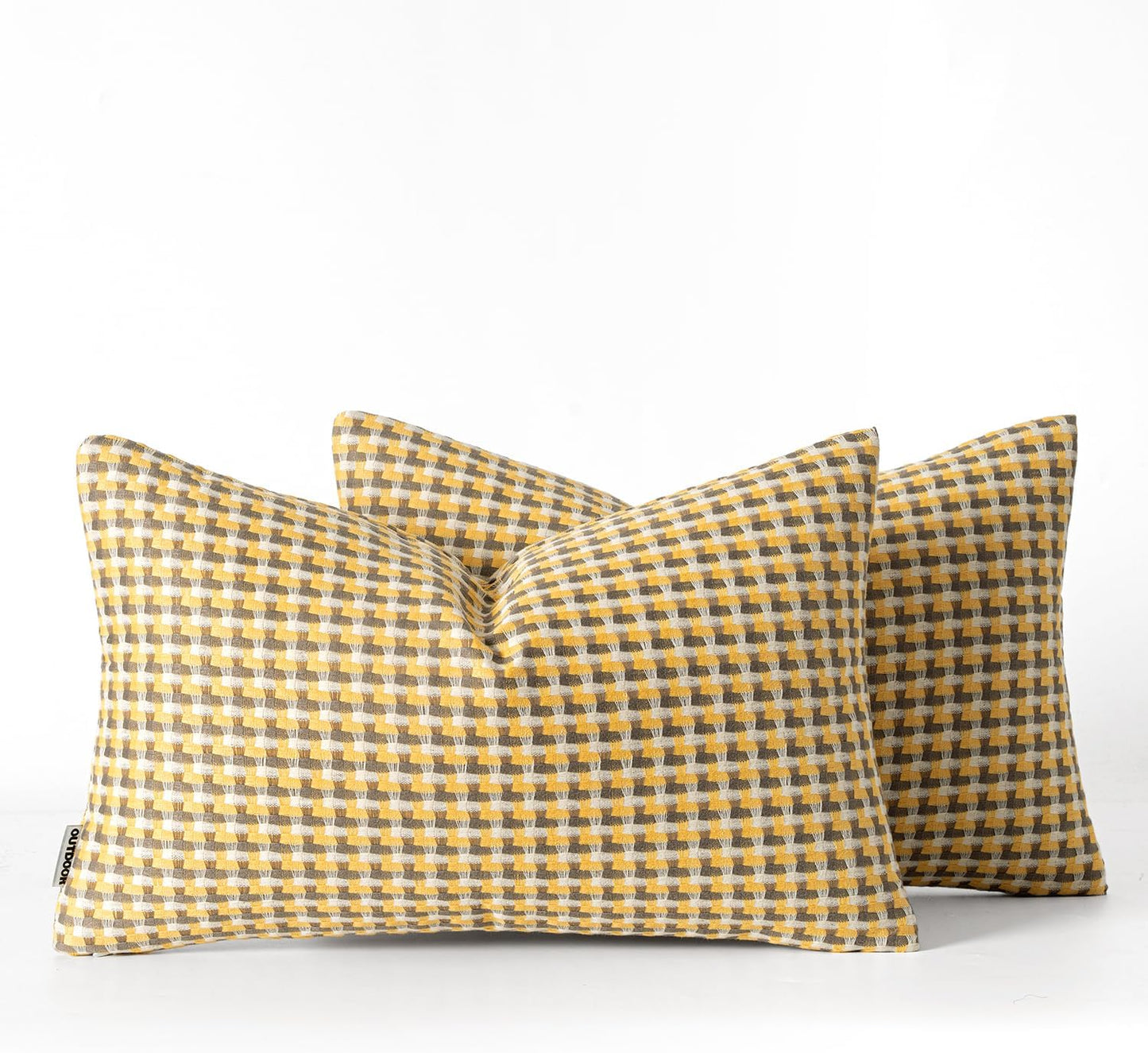 Pack of 2 Outdoor Throw Pillow Covers Decorative Farmhouse Square Waterproof Pillows for Tent Patio Garden Balcony Sofa, 12X20 Inch Yellow