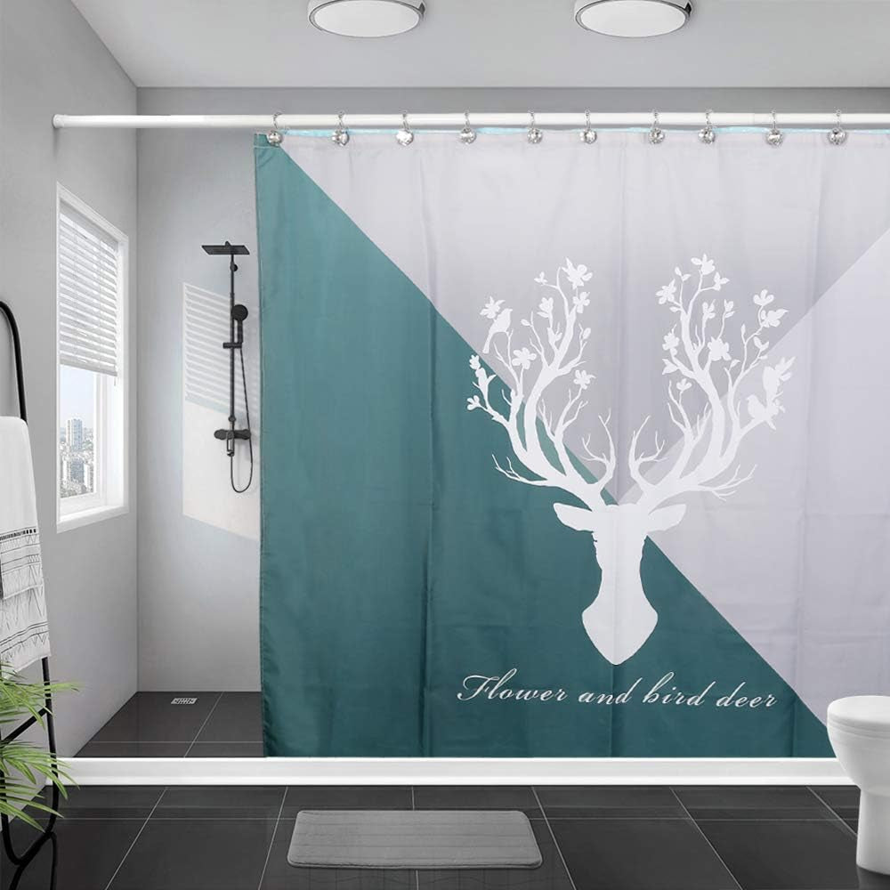 Shower Curtain Hooks, 12 Pcs Crystal Shower Curtain Rings, Stainless Steel Rust Proof Double Shower Hooks for Curtains, Shower Curtain & Liner Decor (Crystal White)