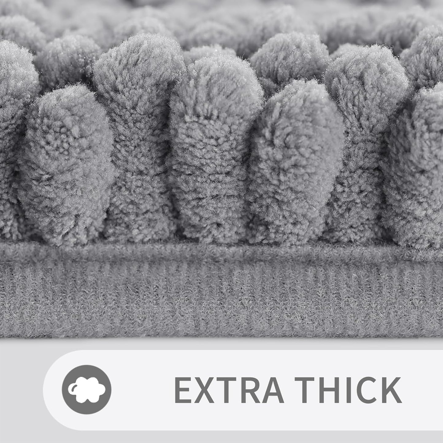 Bathroom Rugs Sets 2 Piece, Soft Absorbent Chenille Bath Mat and U-Shaped Toilet Rug, Non Slip Machine Washable Quick Dry, Plush Shower Rugs for Bathroom Floor, 24"X17"+24"X20", Gray