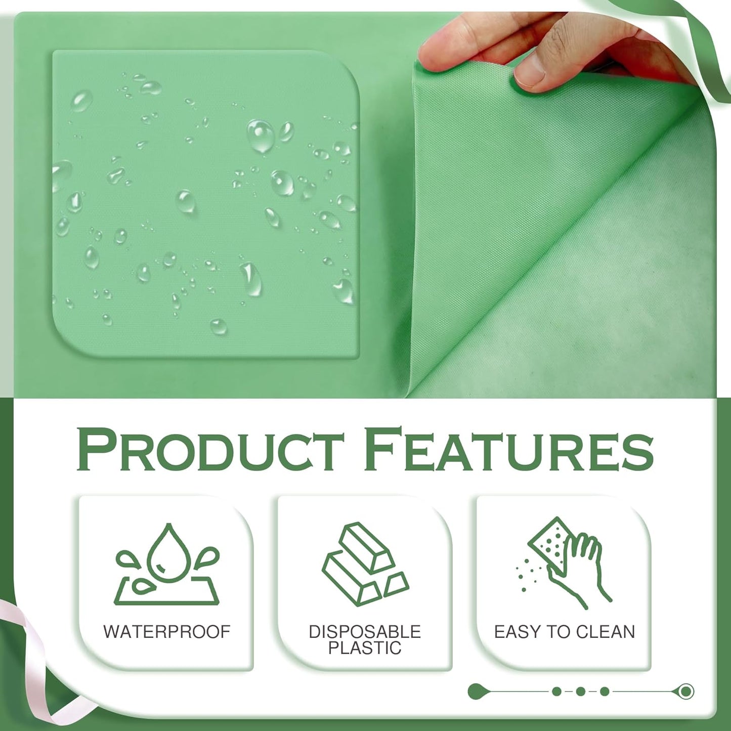 Light Green Rectangle Tablecloth Set - 4 Pieces, 54x72" Solid Color Waterproof and Spillproof Disposable Plastic Covers, Durable for Dining, Buffets, Picnics, and Outdoor Events