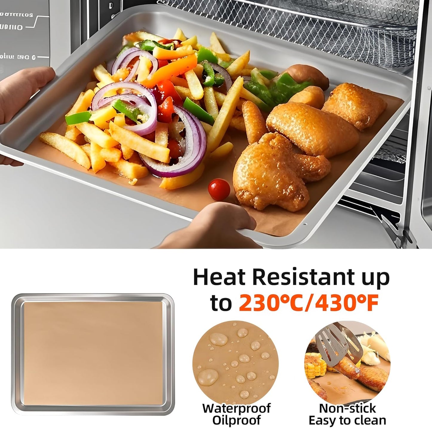 Air Fryer Liners for Midea Flexify French Door Toaster Oven Air Fryer Combo, 100Pcs Disposable Parchment Paper