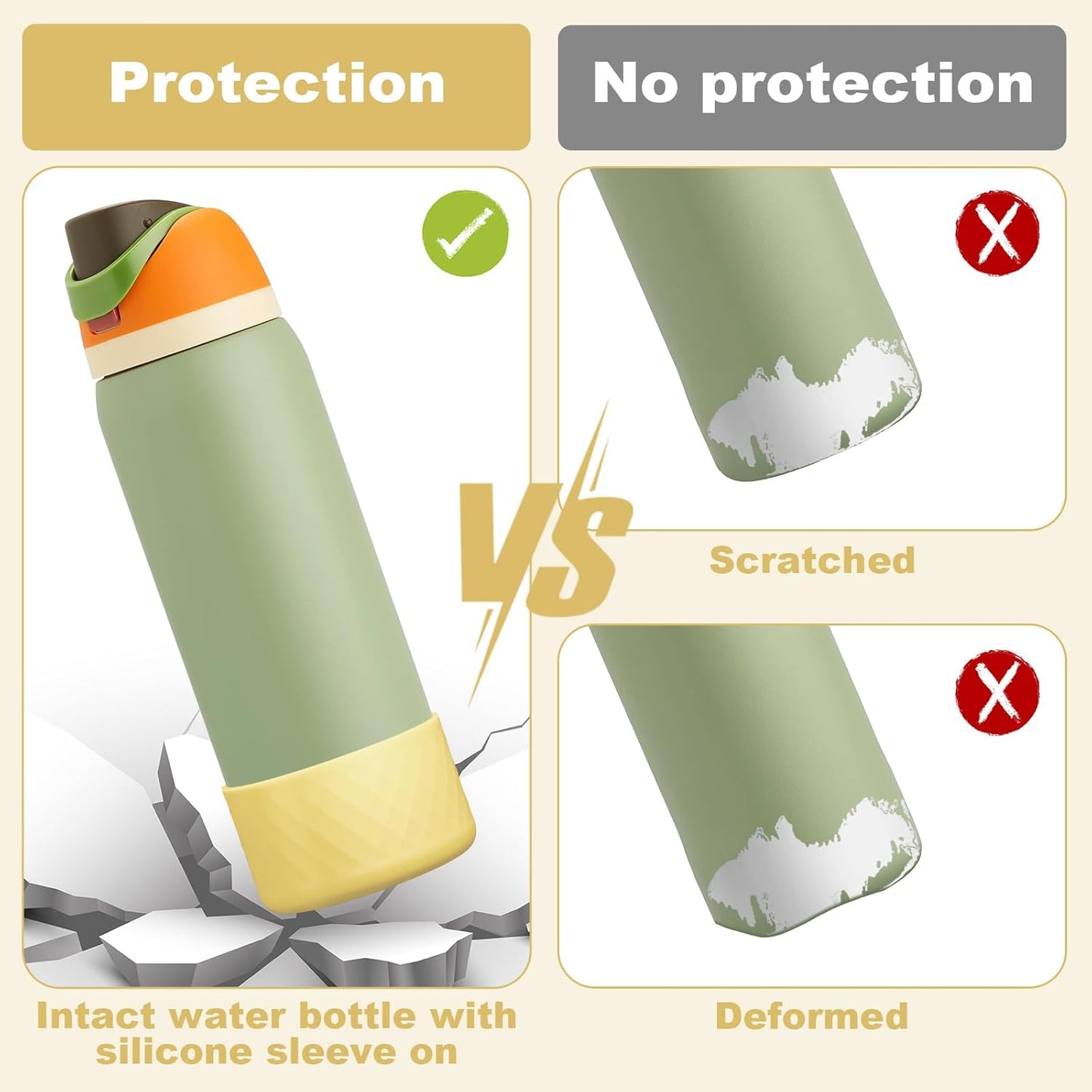 Silicone Boot for Owala Water Bottle 24 Oz 32 Oz 40 Oz, Anti-Slip Protective Sleeve for Freesip/Twist/Flip Stainless Steel Water Bottles Accessories