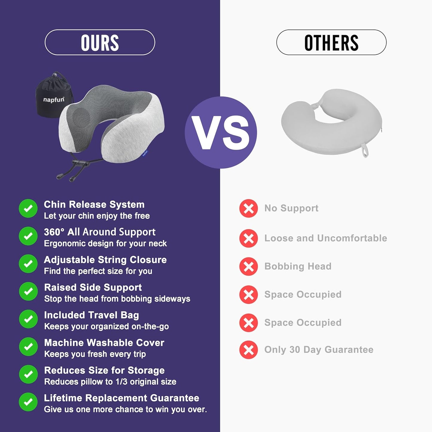 Neck Pillow for Traveling, Upgraded Travel Neck Pillow for Airplane 100% Pure Memory Foam Travel Pillow for Flight Headrest Sleep, Portable Plane Accessories, Light Grey