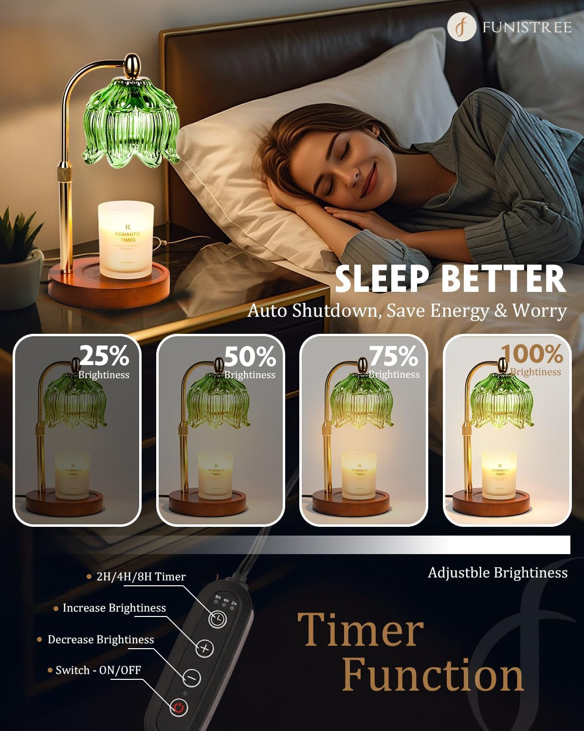 Candle Warmer Lamp with Timer Dimmable, Adjustable Height, Birthday Gifts for Women Mom, House Warming Gifts New Home Room Decor, Wax Warmer Lamp for Jar Candles with 2 Bulbs