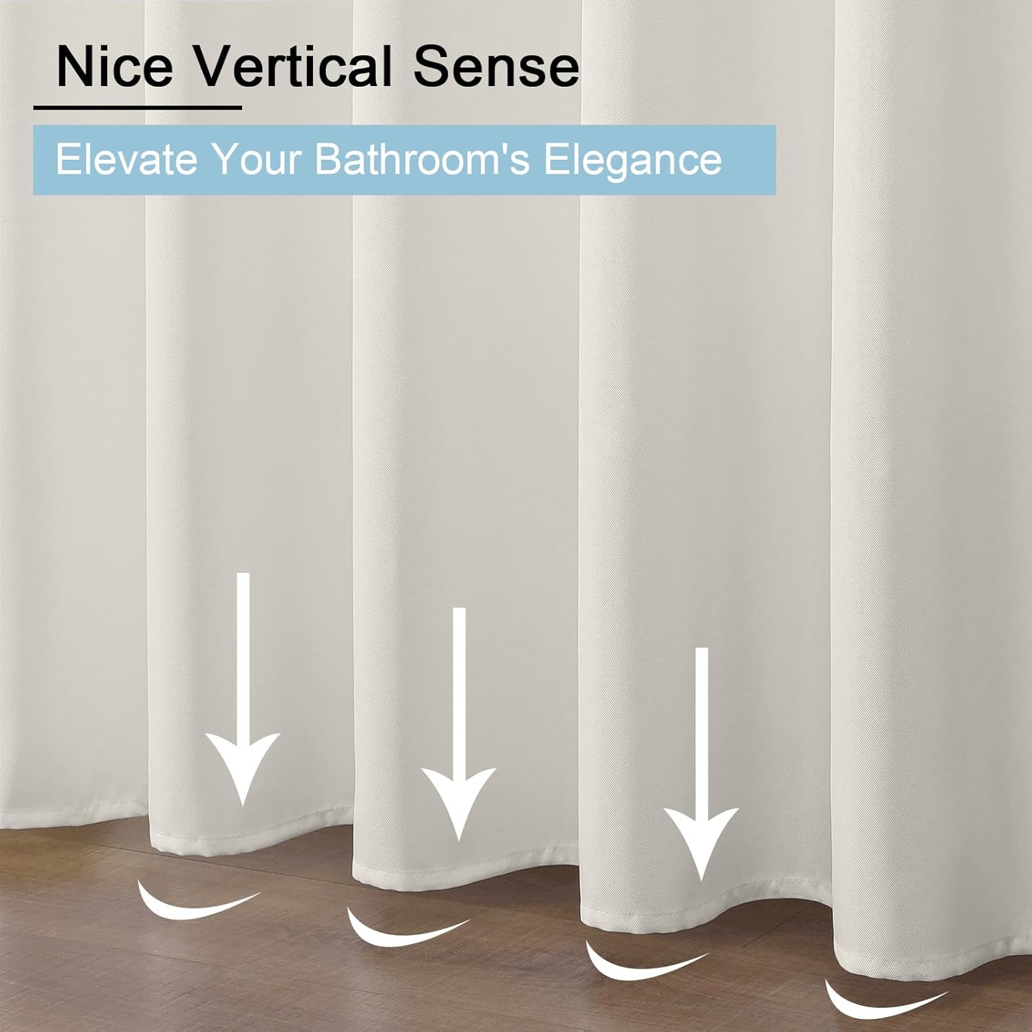 Jack Ivory Stall Small Shower Curtain 36X72 Inches, Solid Faux Denim Fabric Shower Curtain for Bathroom, Soft Airy Hotel Spa Quality with 12 Plastic Hooks, 36" W X 72" L, Ivory