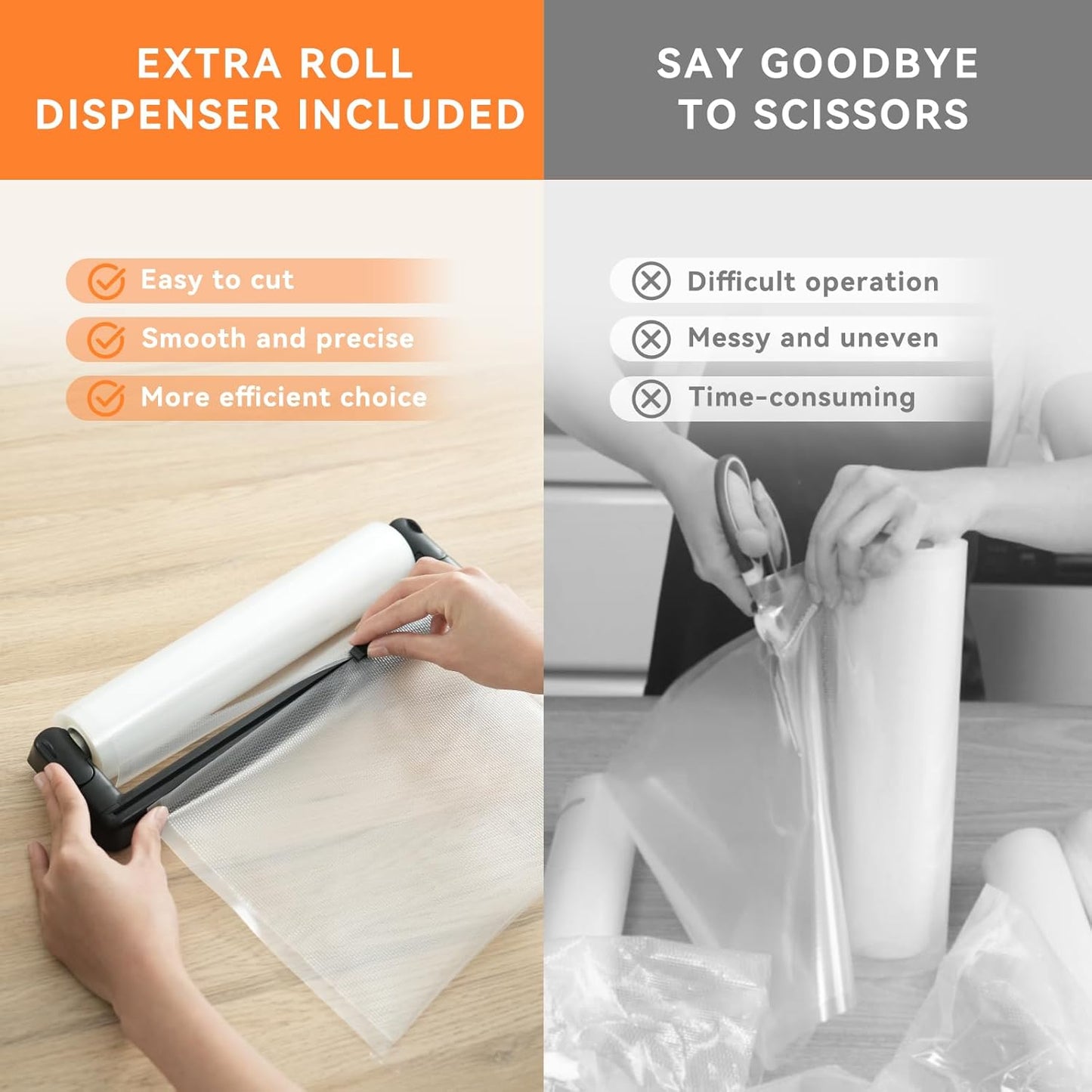Vacuum Sealer Bags Rolls with Dispenser, 11"X50' (2 Pack) – Heavy Duty, Leakproof Food Storage for Sous Vide, Meal Prep & Freezer – Compatible with Food Saver