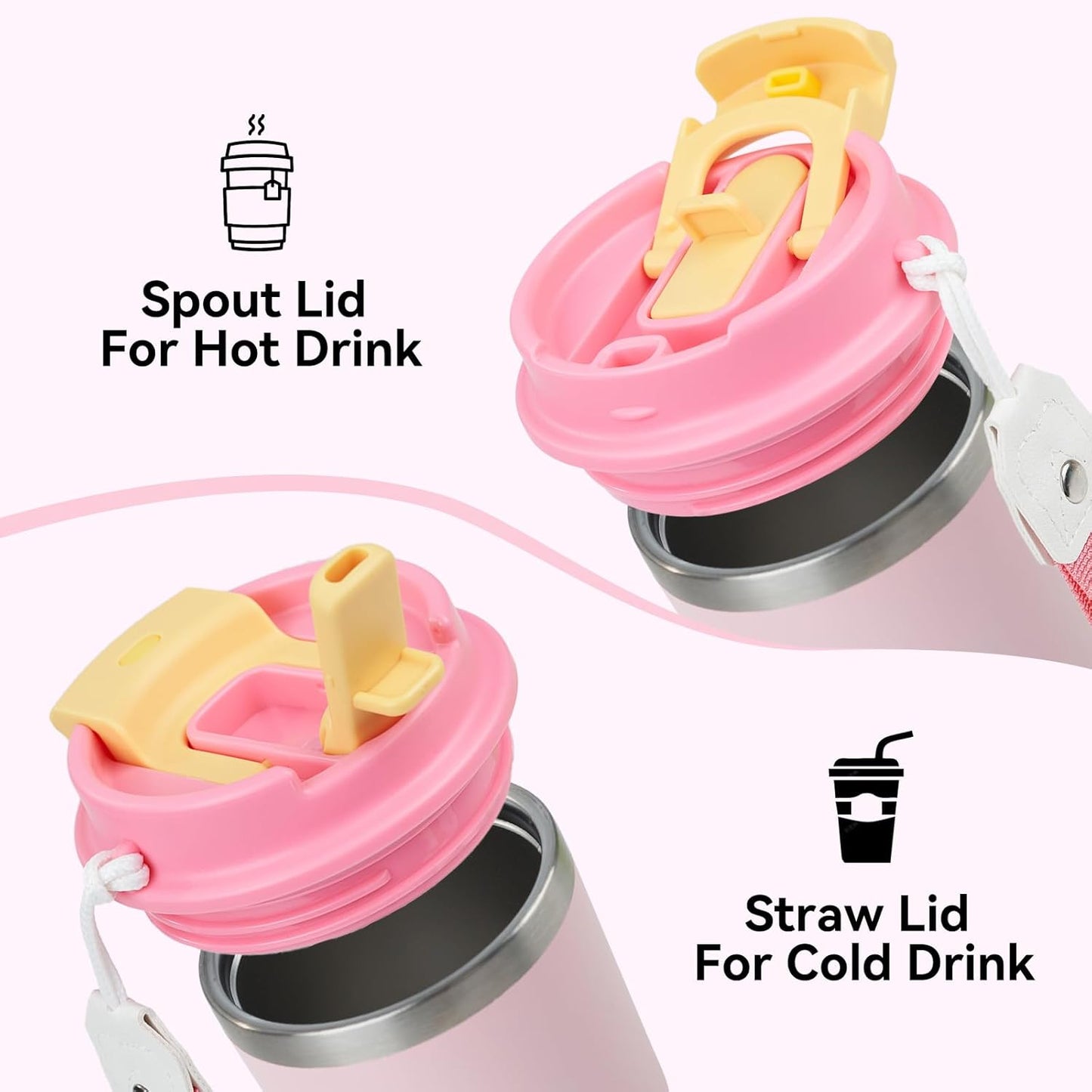 12Oz Coffee Tumbler, Stainless Steel Vacuum Travel Coffee Mug, Leak Proof Double Wall Coffee Mug with Lids for Home, Office, Outdoors, Pink