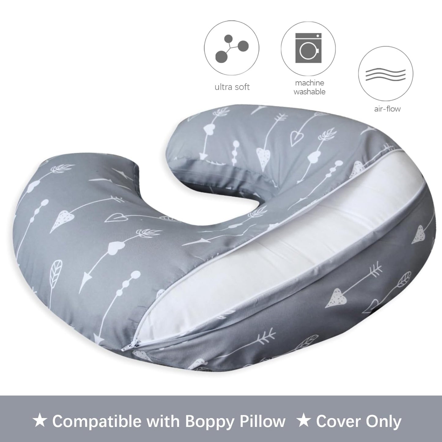Nursing Pillow Cover 2 Pack for Breastfeeding Pillow, Ultra Soft and Cozy Nursing Slipcovers, Snug Fits for Boppy, Perfect Choice for Mom