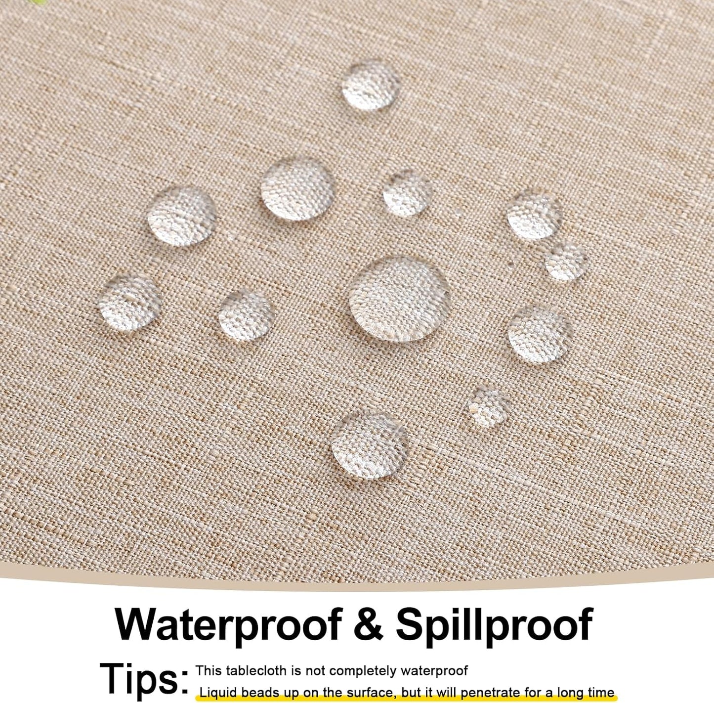 Rectangle Table Cloth Linen Textured, Waterproof Spillproof Anti-Wrinkle Burlap Tablecloth, Washable Decorative Fabric Table Cover for Dining, Party, Banquet, 52 X 70 Inch, Linen