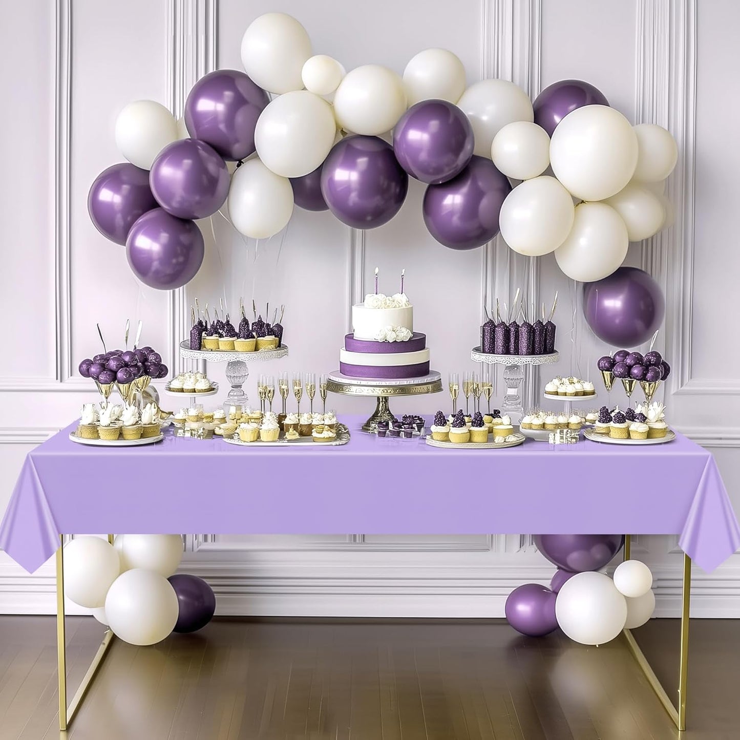 Light Purple Rectangle Tablecloth Set of 4, 54x72 Inches, Waterproof and Spillproof Disposable Plastic Covers, Durable for Dining, Buffet, Picnic, and Outdoor Events