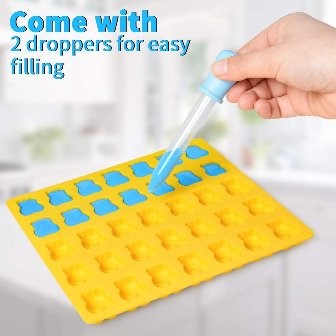 Gummy Bear Molds Candy Molds - 1 Inch Gummy Molds Bear Large Chocolate Molds Silicone 4 Pack LFGB Pinch Test Approved Best Food Grade Silicone