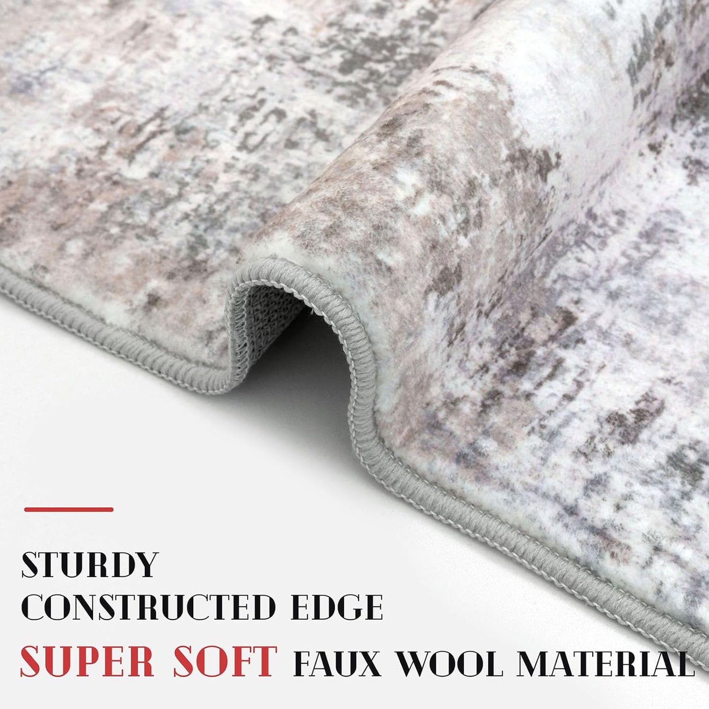 Modern Abstract Entryway Rug Indoor 2X3 Washable Non-Slip Soft Beige Grey Small Area Rug Kitchen Mat Thin Print Faux Wool Floor Carpet for Entrance Bedroom Office