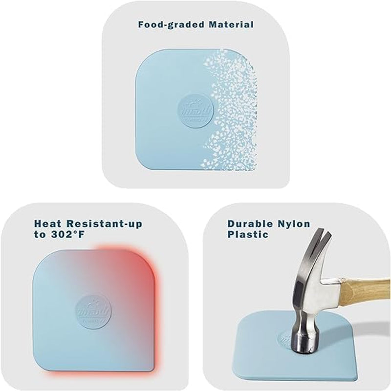 Pan Scraper, 5 Pcs Pot Scraper Plastic-Brown/Bench Scraper Dough Cutter Tool-Blue