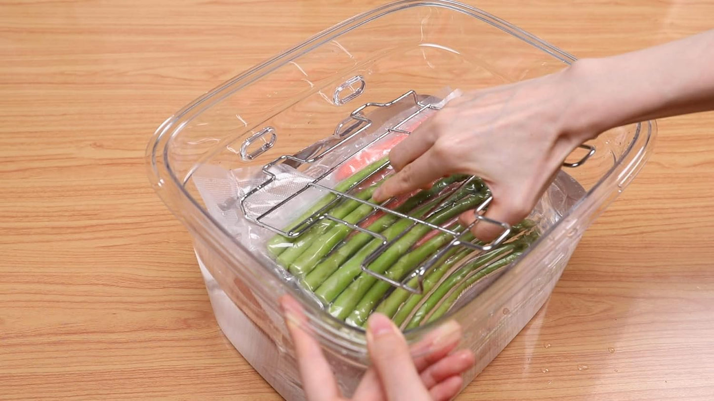 Versatile 12-Quart Sous Vide Container with Built-In Rack and Collapsible Hinged Lid and Insulated Container Sleeve Compatible with All Sous Vide Cookers, KIT-1202-TYPP
