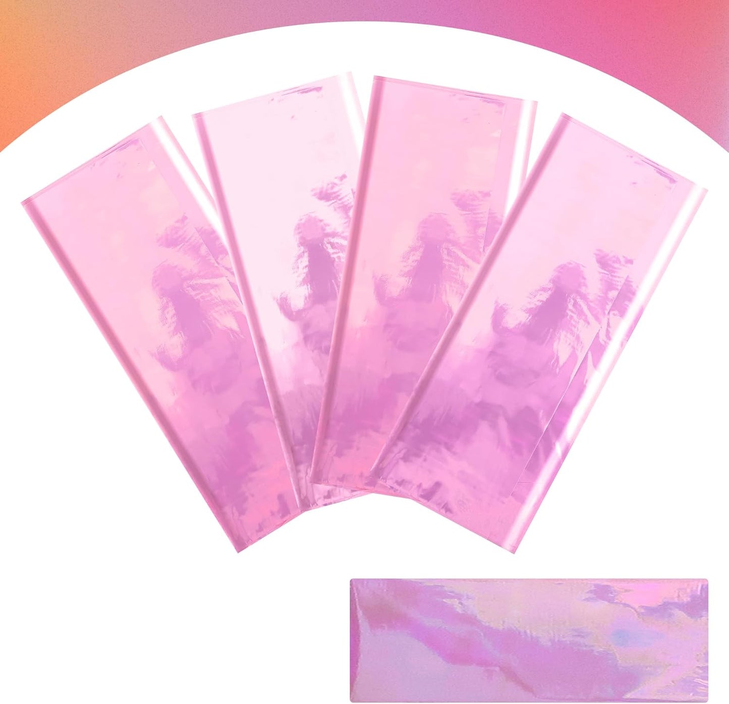 Set of 2 Pink Iridescent Disposable Tablecloths - 40 x 108 Inches Shiny Holographic Covers for Party, Wedding, and Banquet Decorations